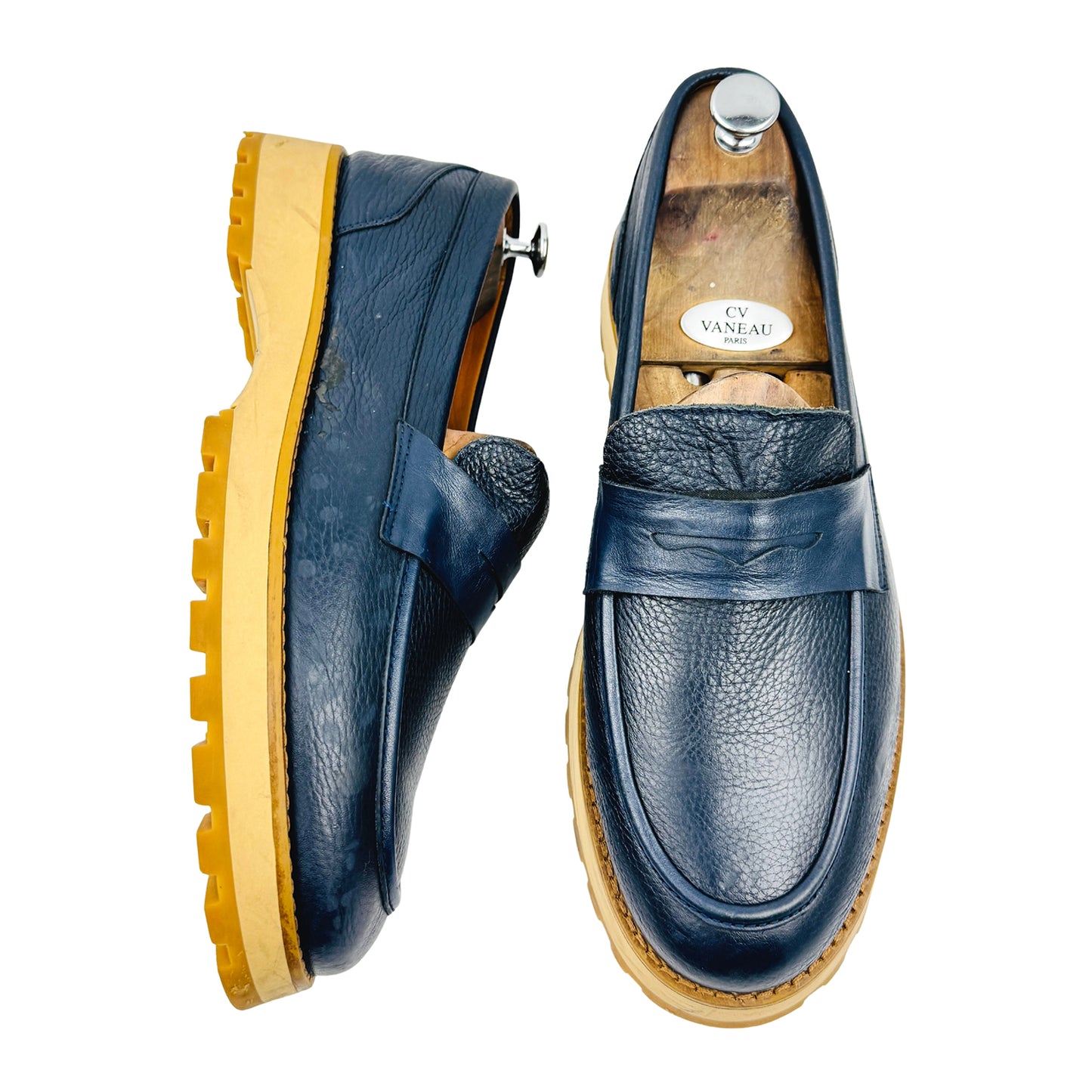 Valmenti Men's Navy Leather Loafers (Size 44)