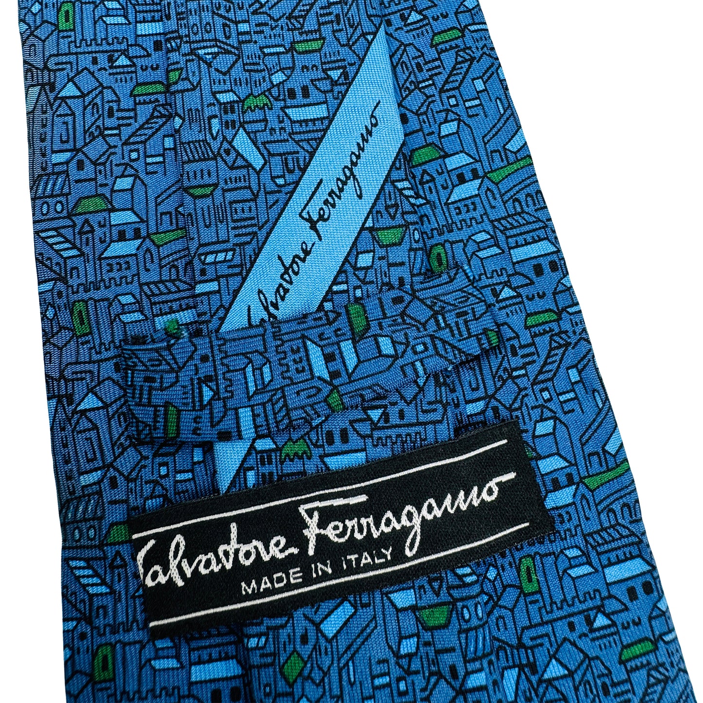 Salvatore Ferragamo Blue 'Intricate Abstract Pattern' Tie (Size Regular)