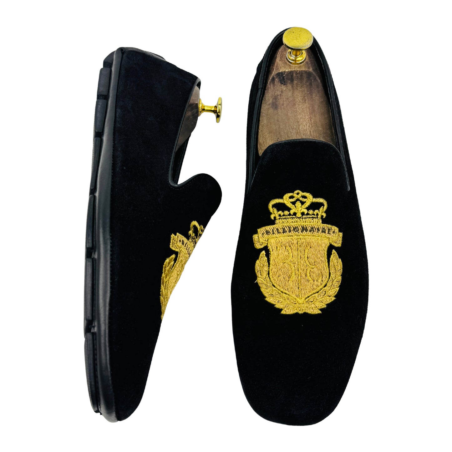 Billionaire Men's Black Velvet Loafers (Size 41)