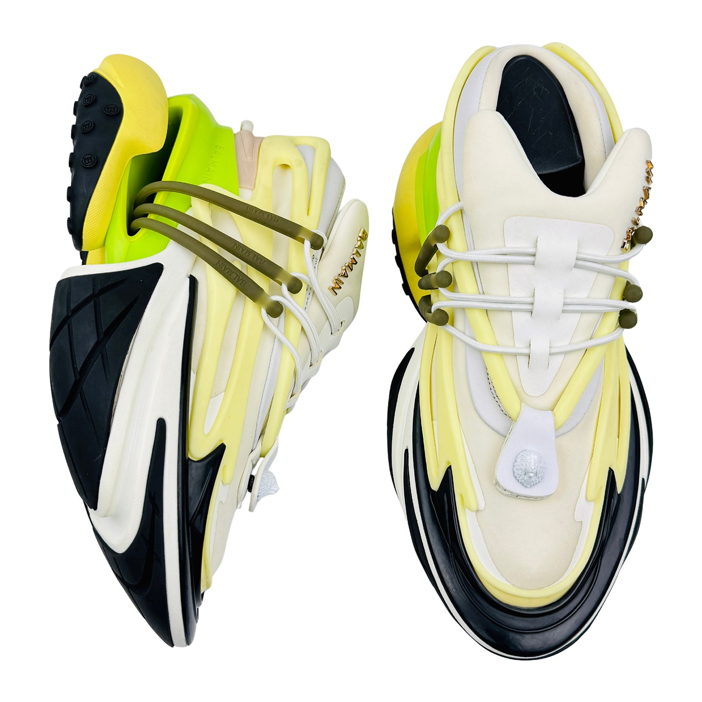 Balmain Unicorn 'White Neon Green' Shoes (Size 38)