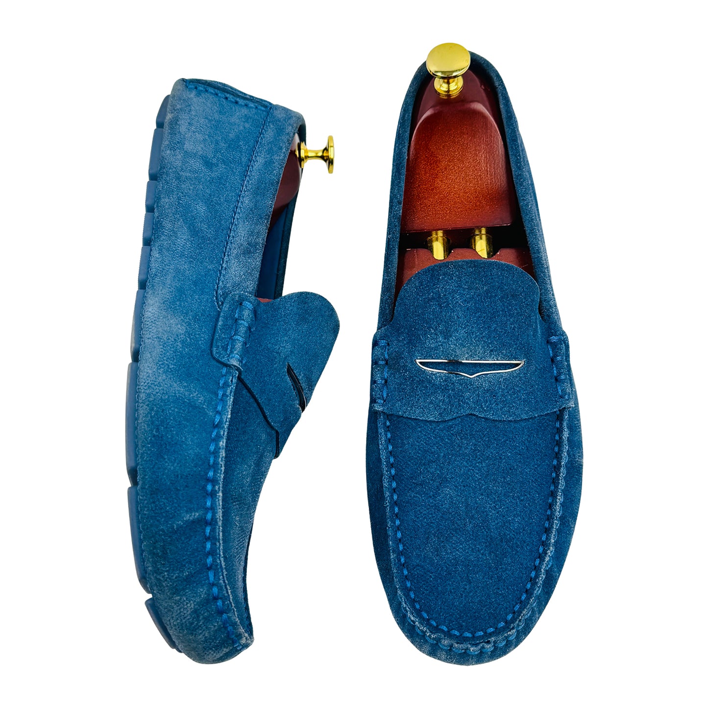 Louis Vuitton Men's Blue Suede Driving Loafers (Size 45)