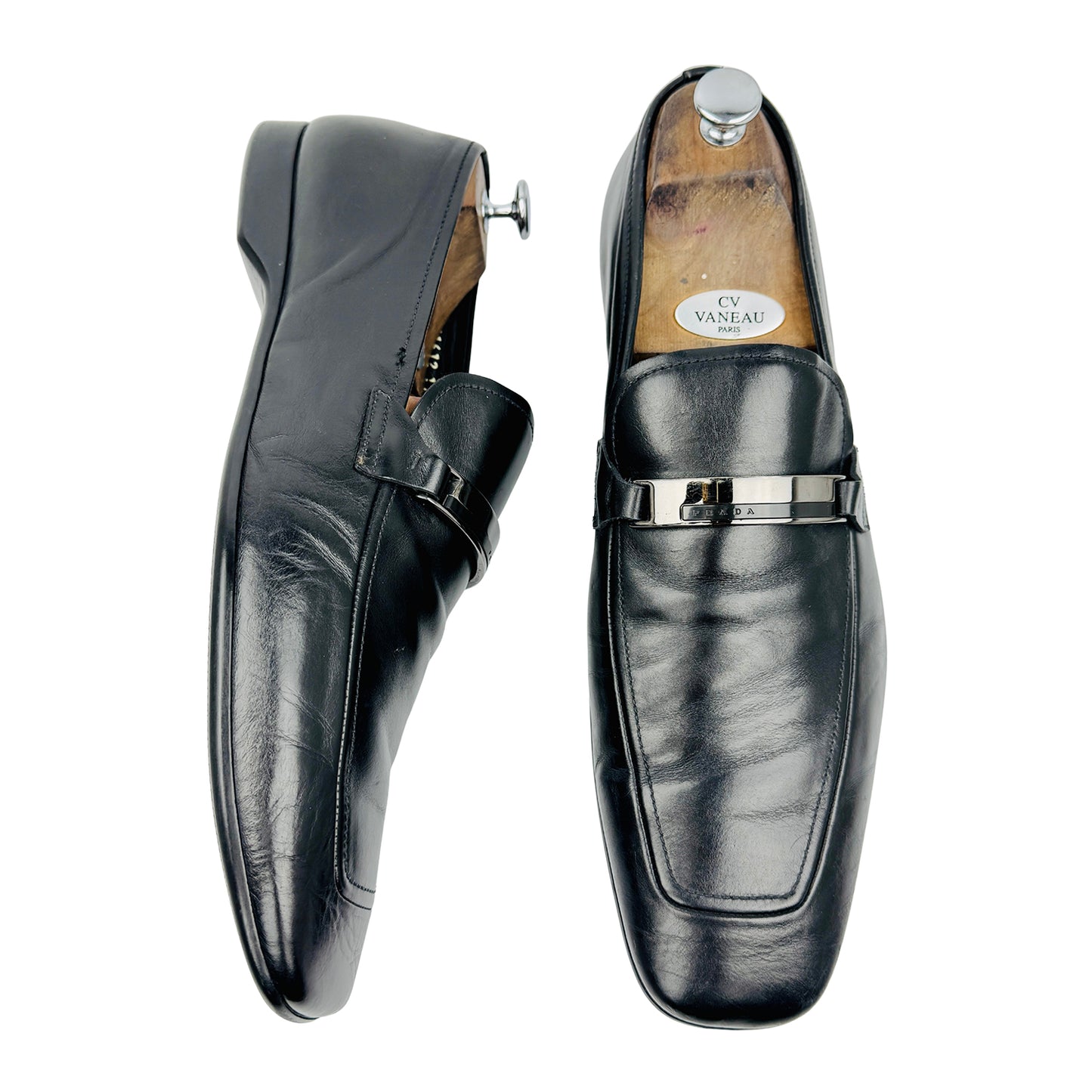 Prada Men's Black Leather Italian Loafers (Size 46)