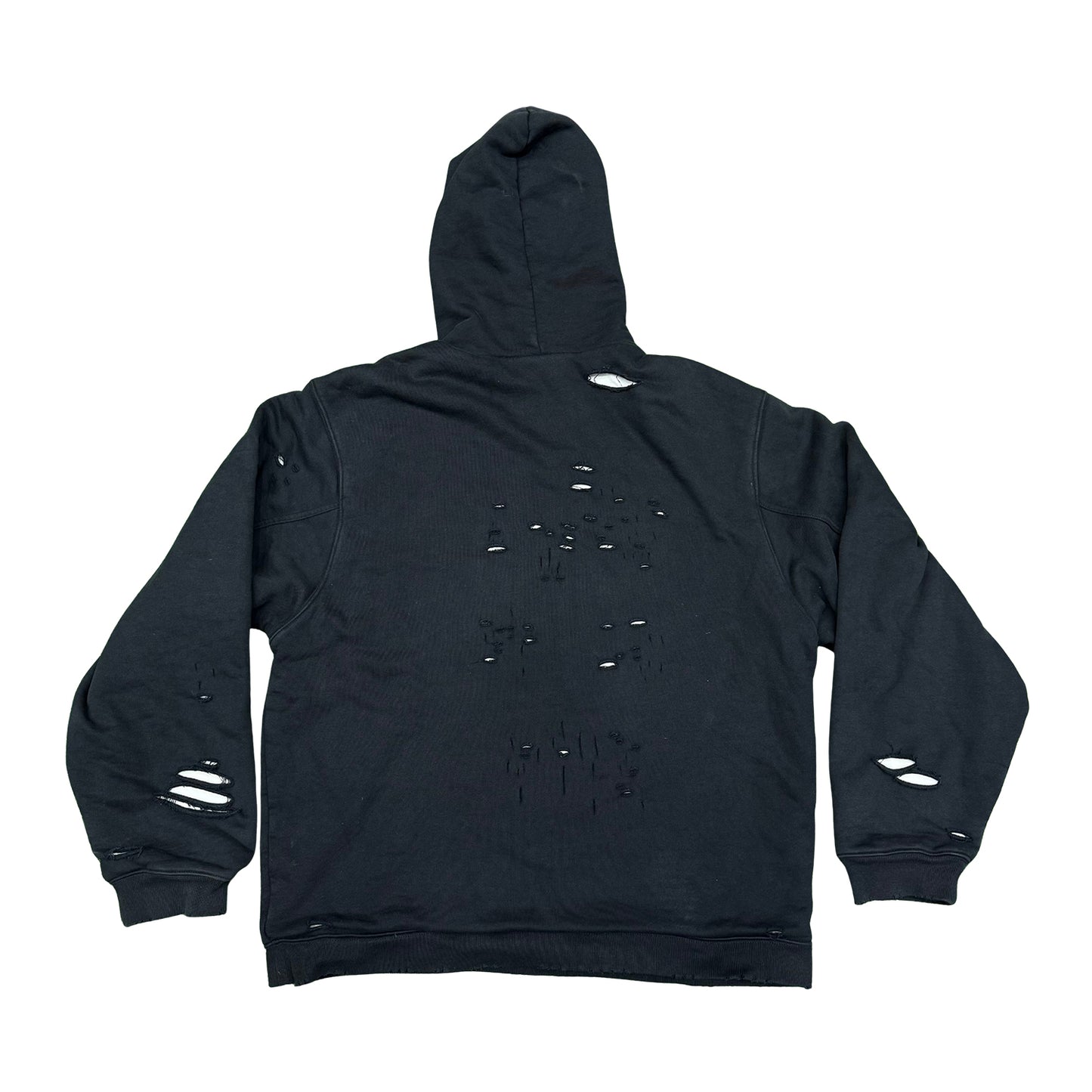 Balenciaga Caps Destroyed Black Hoodie (Size Small/Medium)