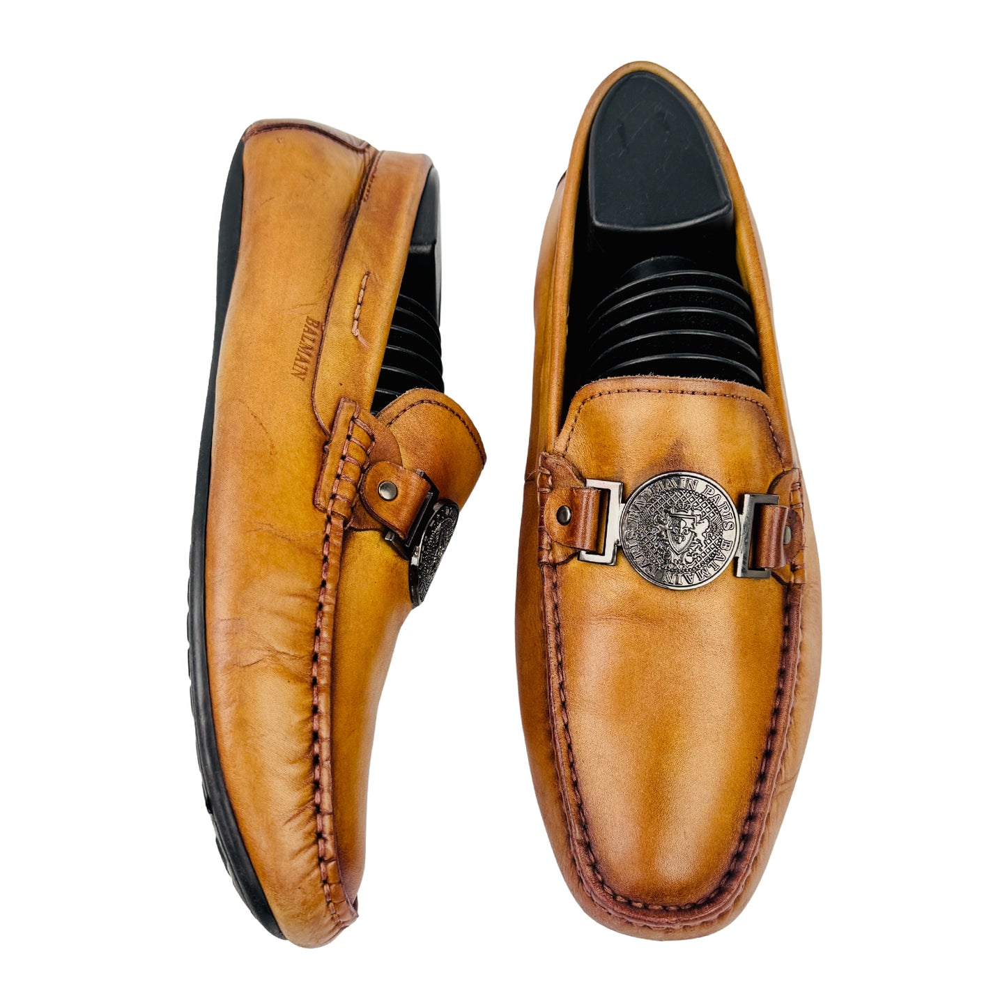 Balmain Men's Brown Leather Loafers (Size 41)