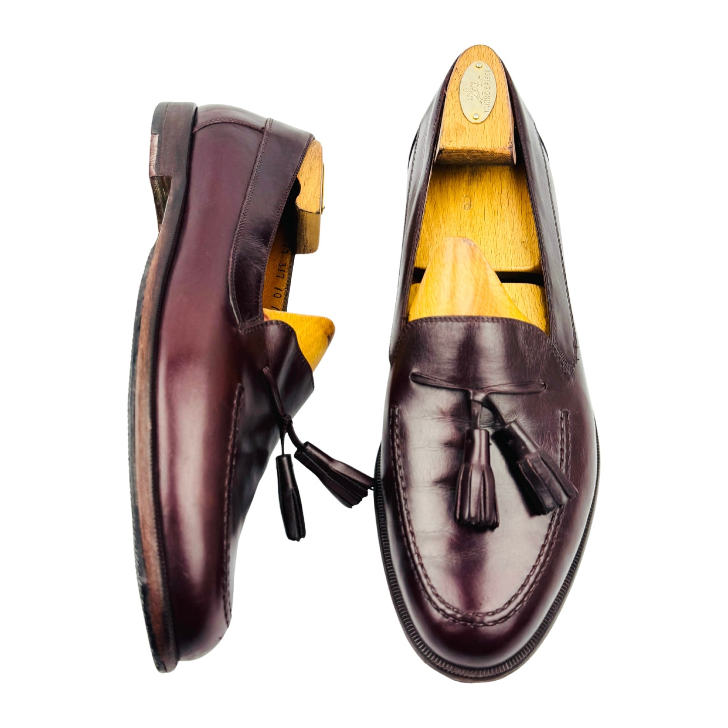 Salvatore Ferragamo Burgundy Leather Tassel Loafers (Size 43)