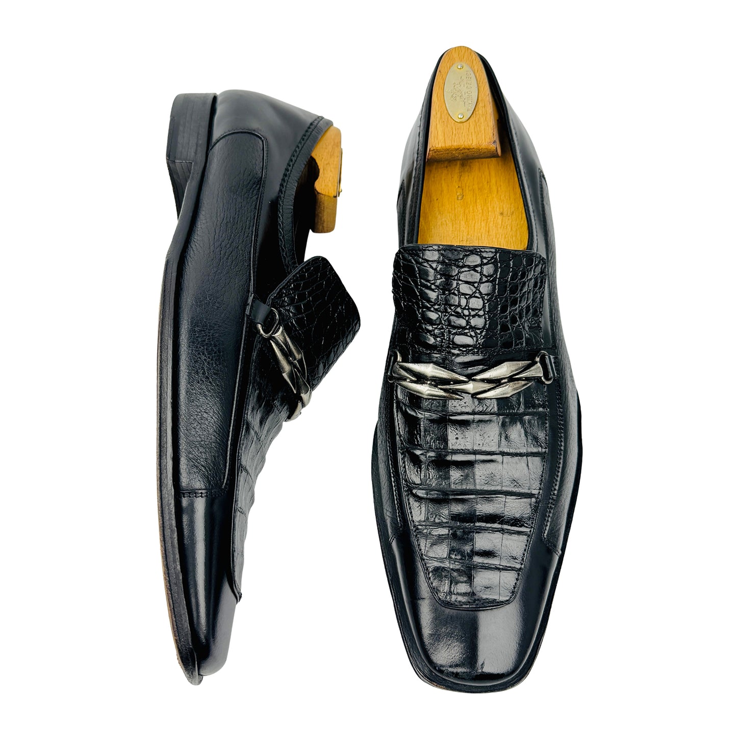 Mezlan Men's Black Alligator Leather Loafers (Size 44)