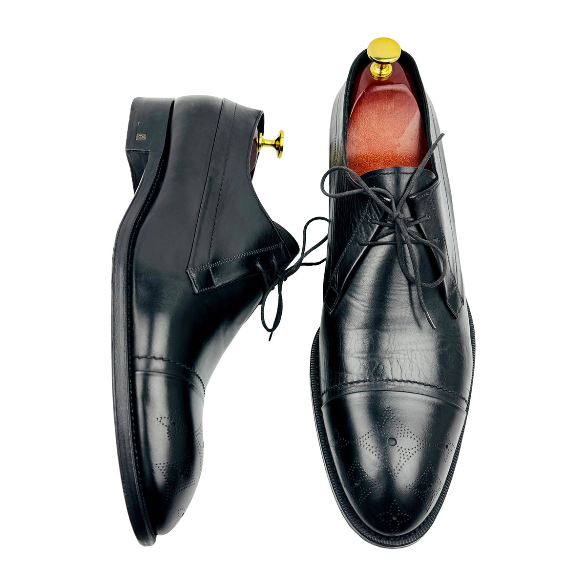 Louis Vuitton Men's Black Leather Oxford Shoes (Size 44/44.5)