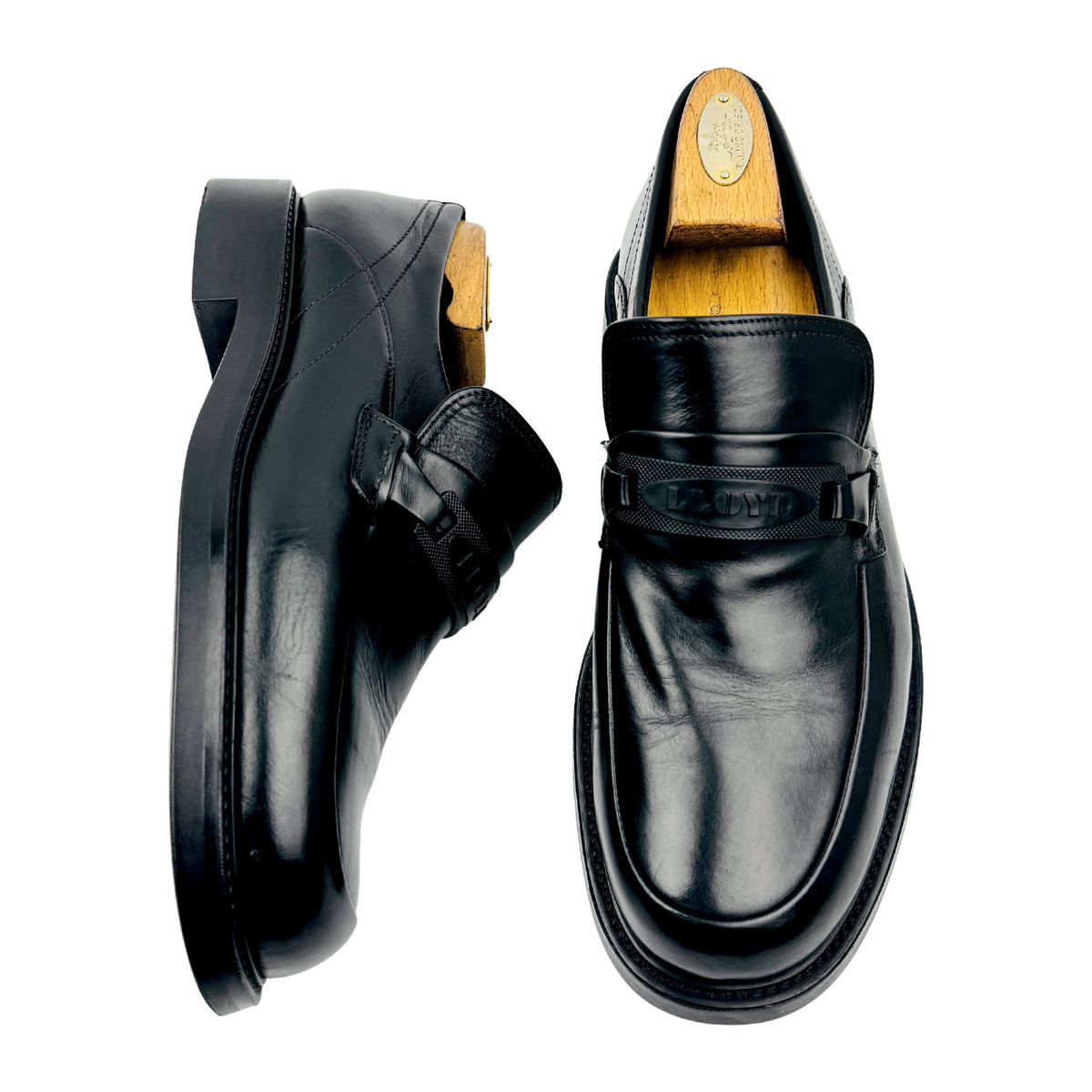 LLOYD Men's Black Leather Loafers (Size 42)