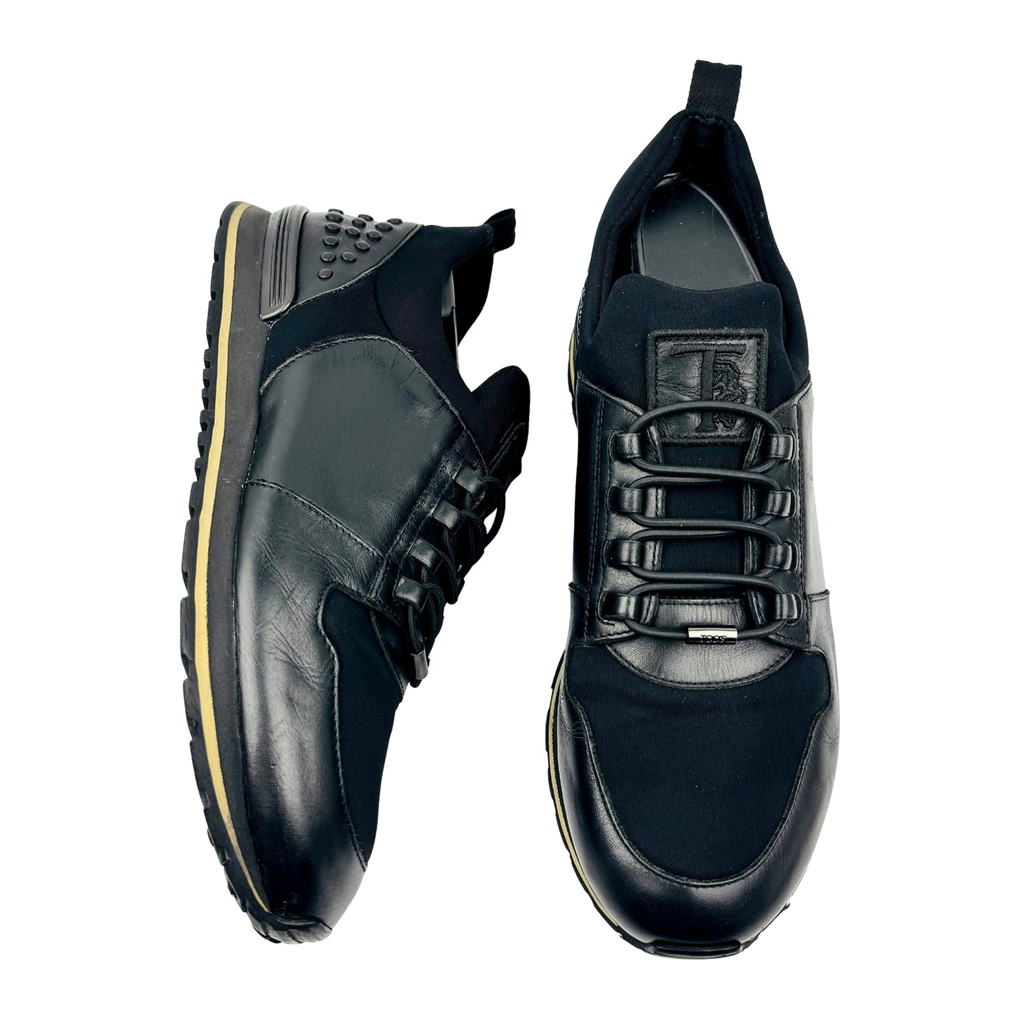Tod's Black Leather Neoprene Shoes (Size 43)