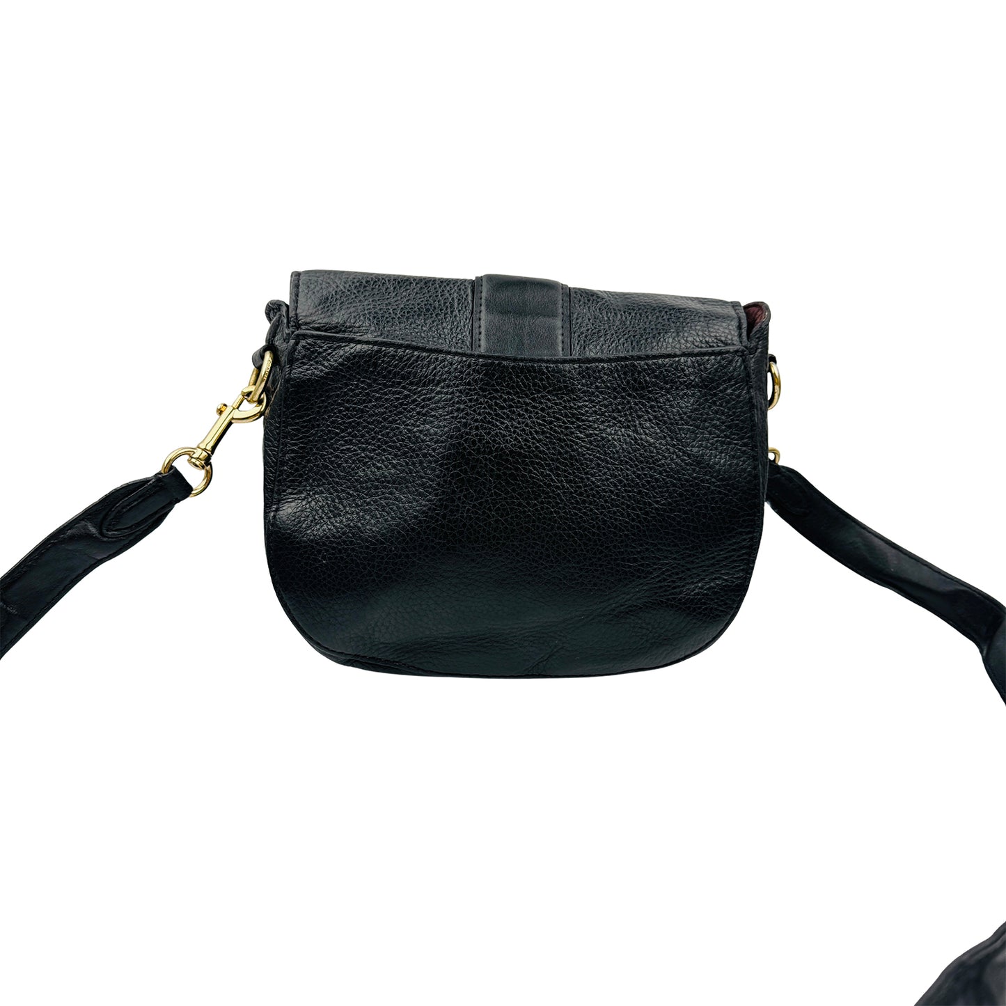 Coach Georgie Black Pebbled Leather Saddle Bag - C3241