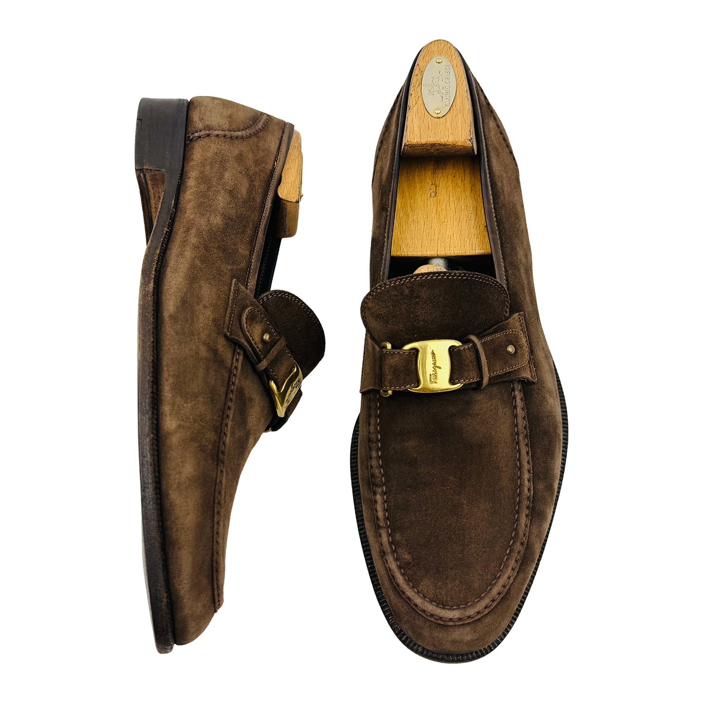Salvatore Ferragamo Dark Brown Gancini Loafers (Size 44/44.5)