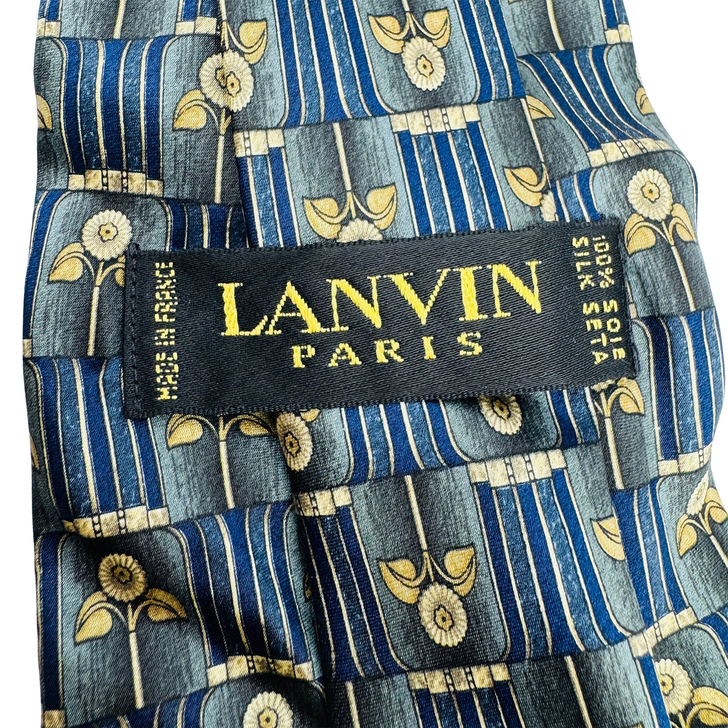 Lanvin Navy Blue 'Floral Motifs' Silk Tie (Size Regular)