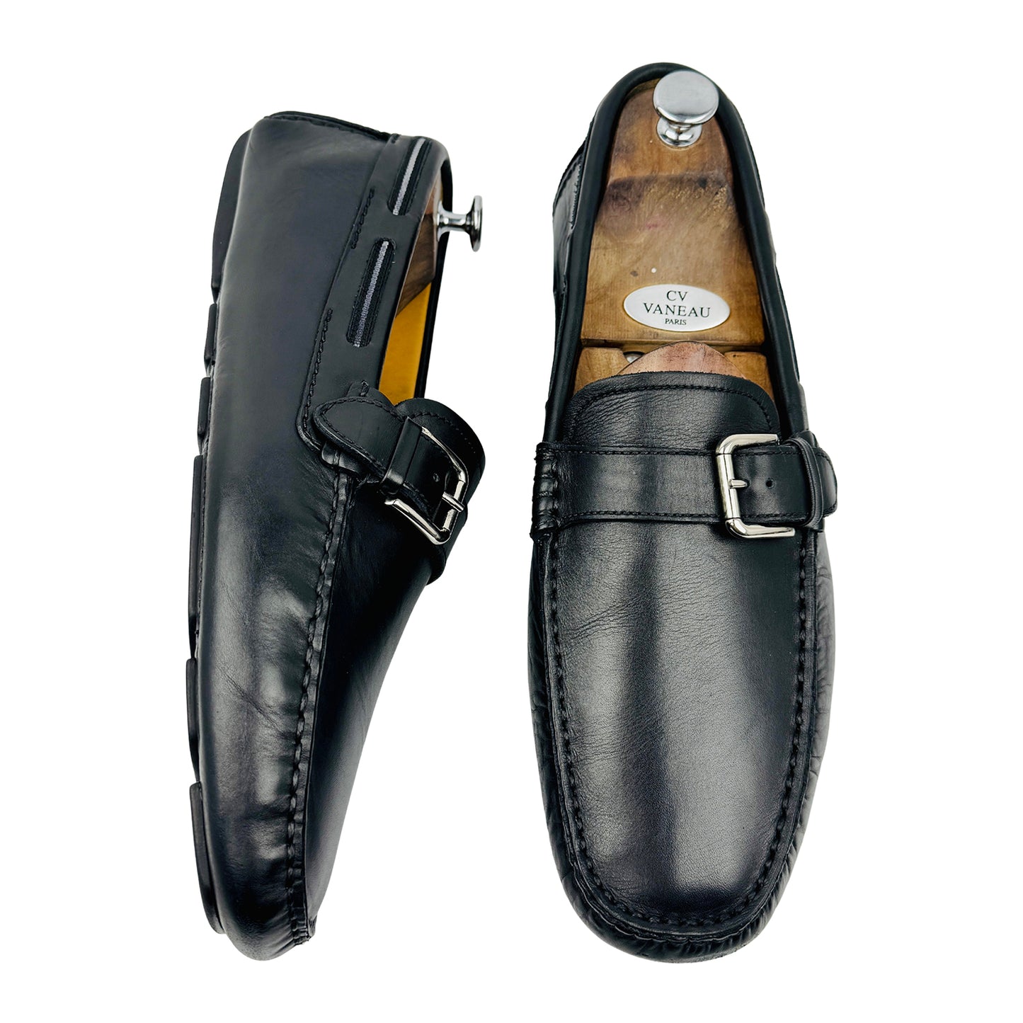 Bally Men's Black Leather Buckle Loafers (Size 44.5/45)