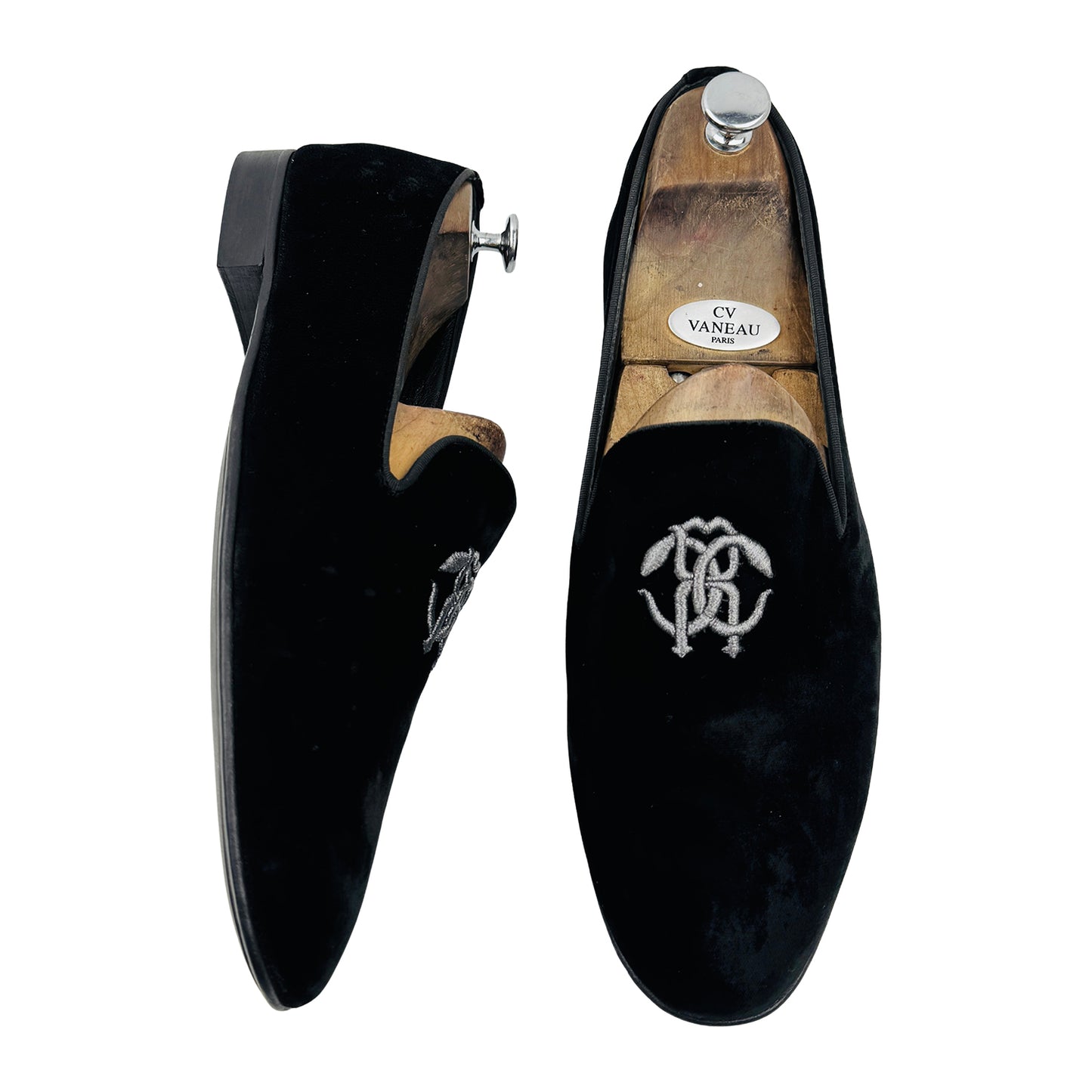 Roberto Cavalli Monogram Mirror Snake Black Loafers (Size 44)