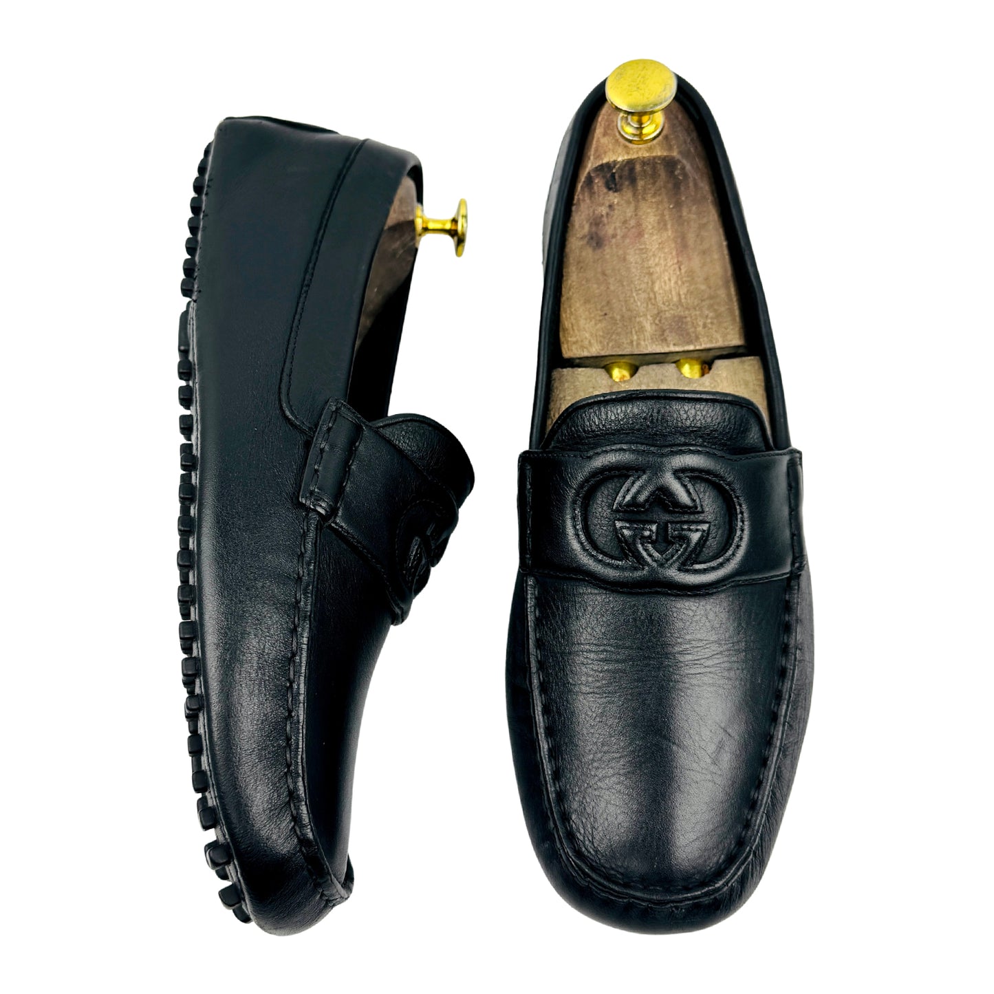 Gucci Black Interlocking G Driving Loafers (Size 41)