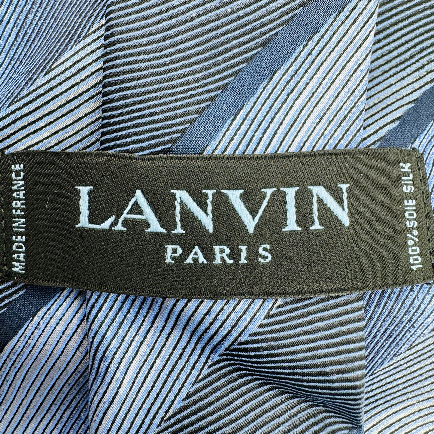 Lanvin Navy Blue 'Diagonal Striped' Silk Tie (Size Regular)