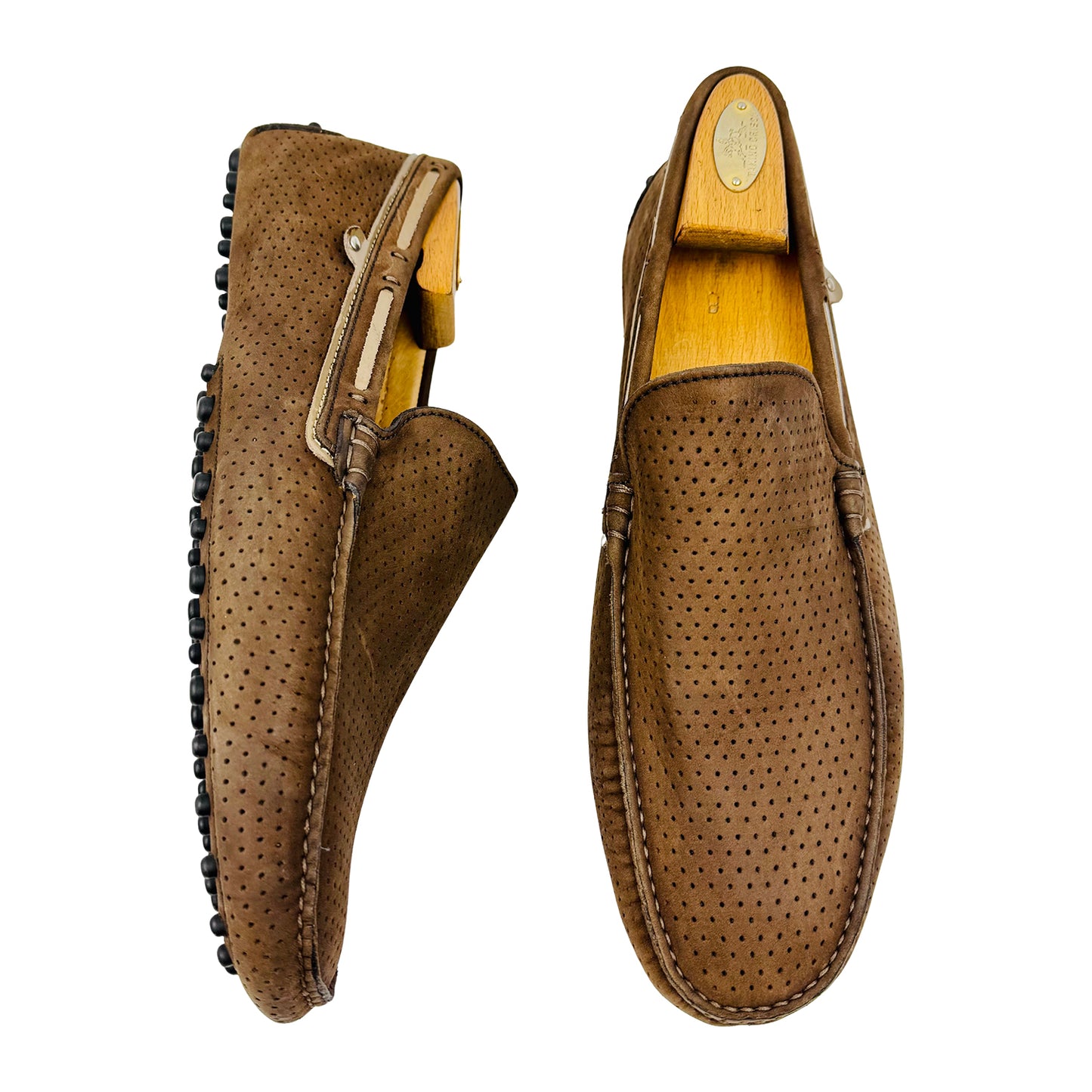 Patrizio Dolci Brown Italian Handmade Suede Loafers (Size 45)