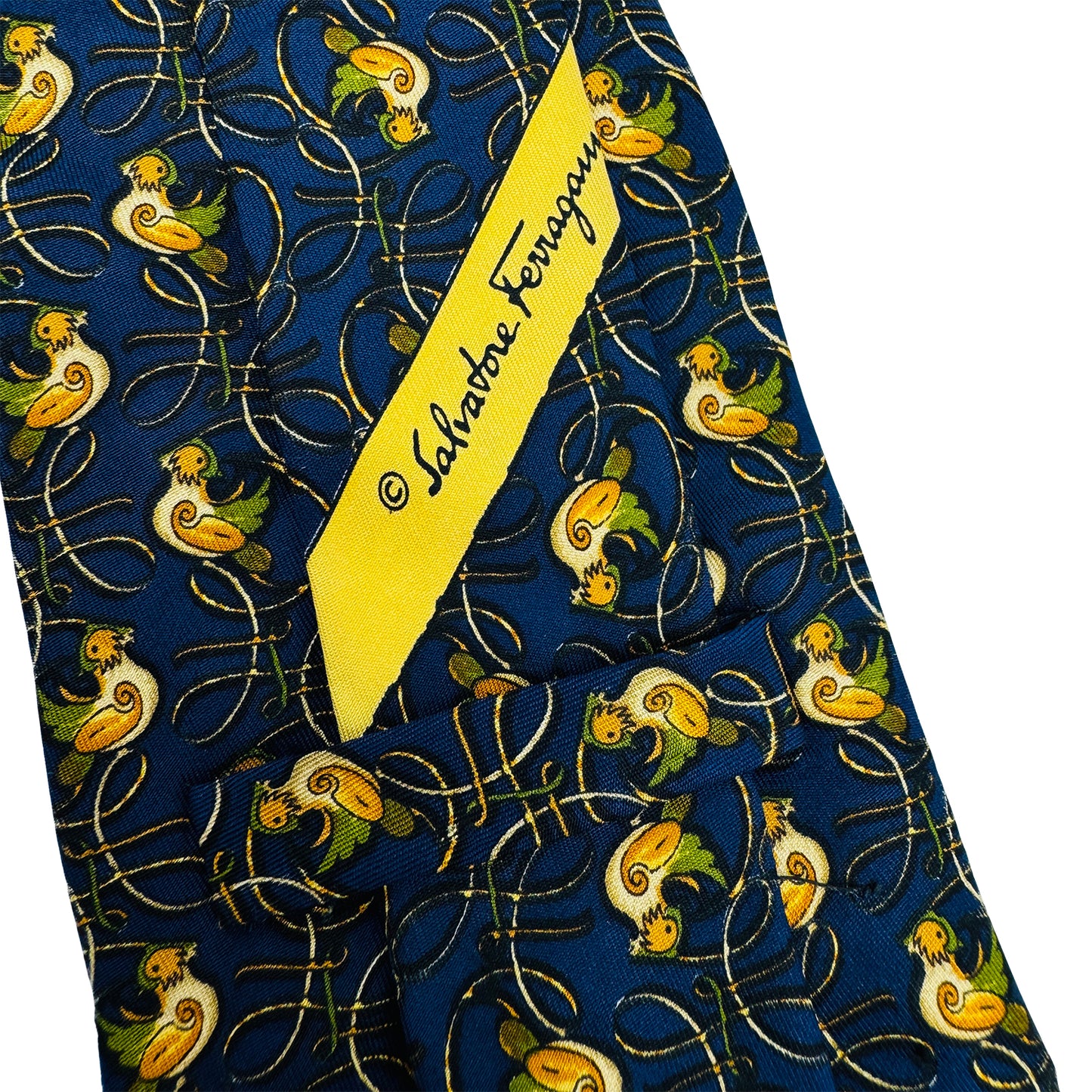 Salvatore Ferragamo Blue 'Novelty Motif' Tie (Size Regular)