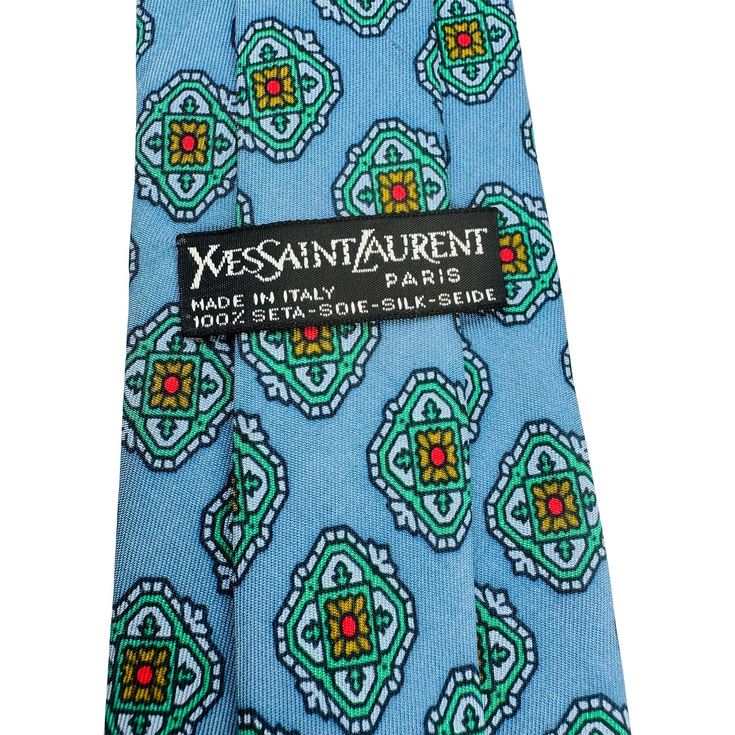 Yves Saint Laurent Light Blue 'Geometric Motifs' Tie (Size Regular)