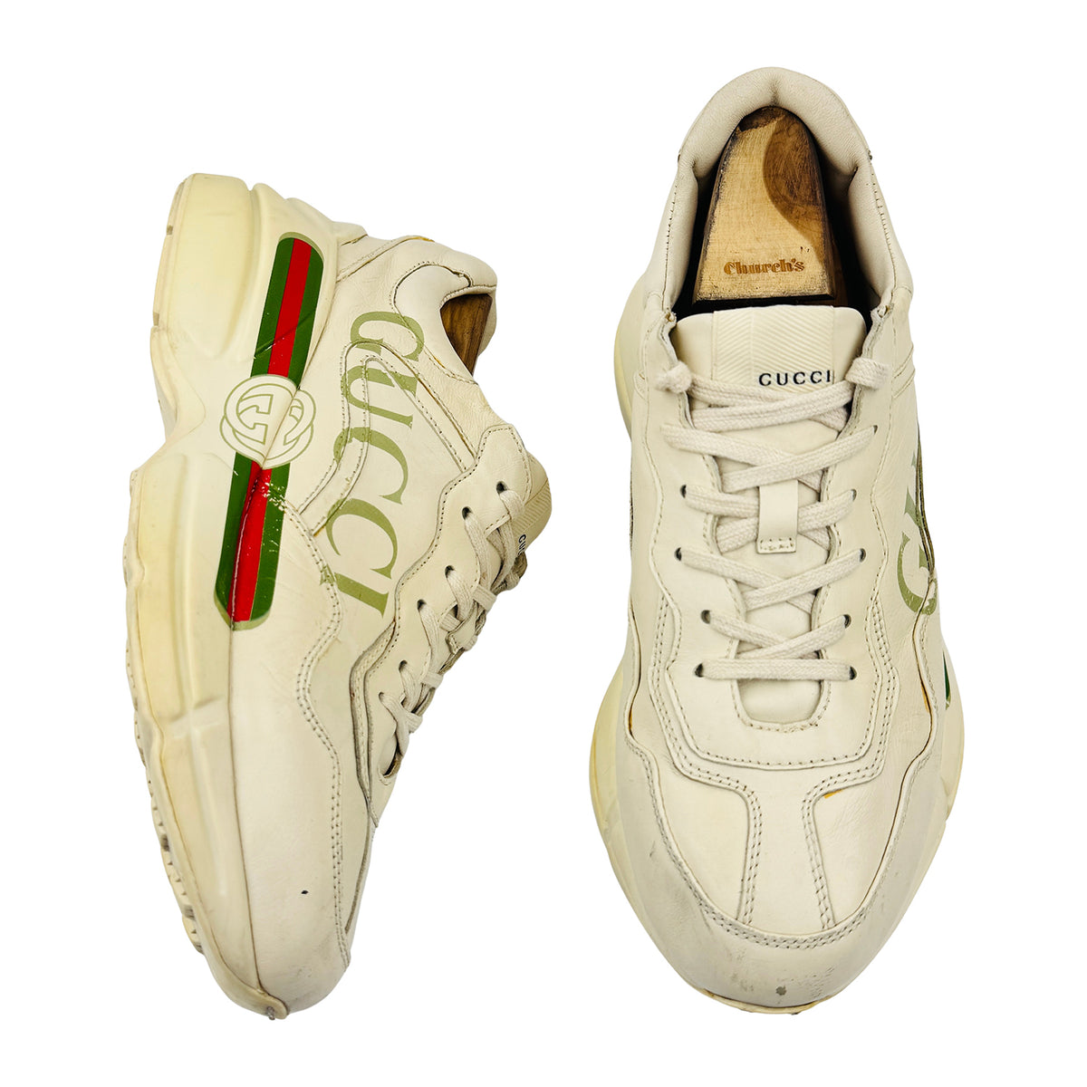 Gucci Rhyton Ivory Leather Shoes (Size 42) - 500877 DRW00 9522