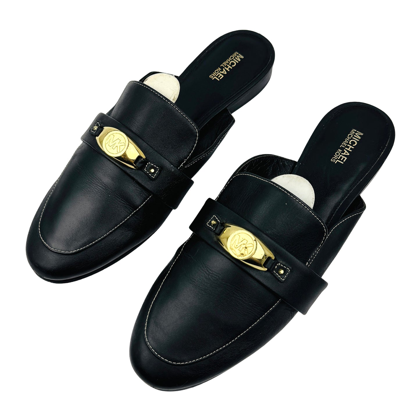 Michael Kors Tilly Black Leather Mules (Size 39)