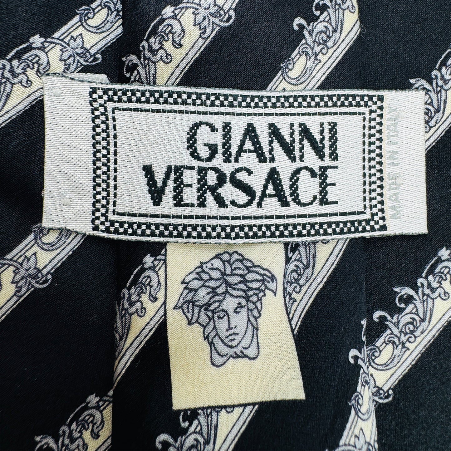 Versace Black 'Diagonal Stripe Pattern' Tie (Size Regular)