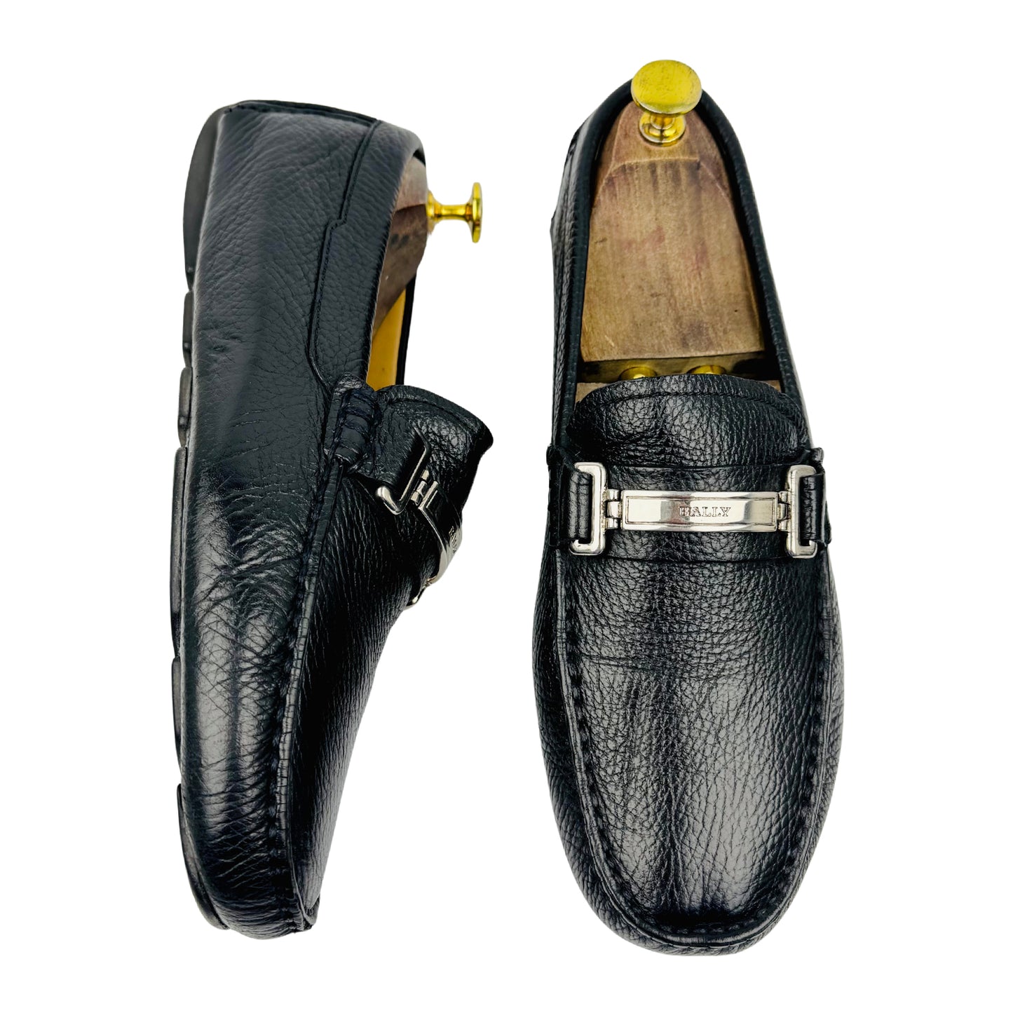 Bally Drulio Black Grained Leather Loafers (Size 42)