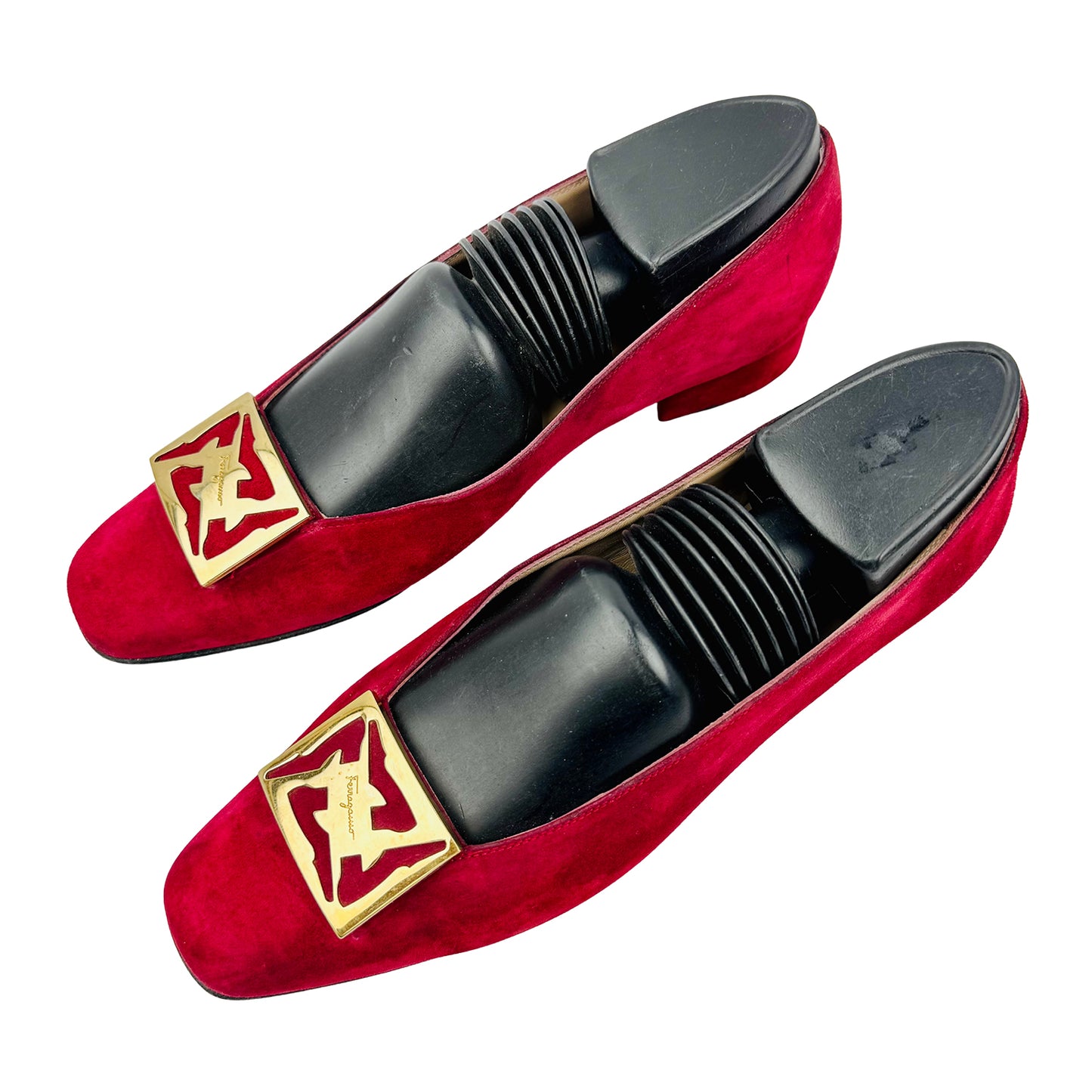 Salvatore Ferragamo Red Suede Heel Pumps (Size 37/37.5)
