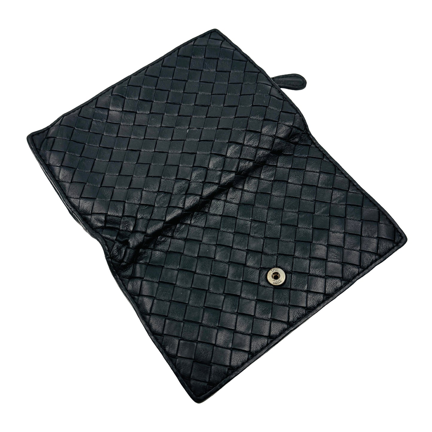 Bottega Veneta Intrecciato Black Leather Zip Around Wallet