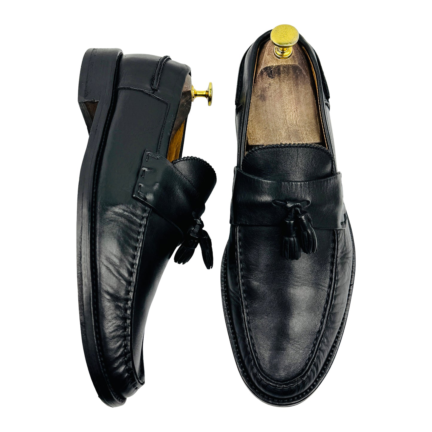 Bally Men's Black Leather Tassel Loafers (Size 42)