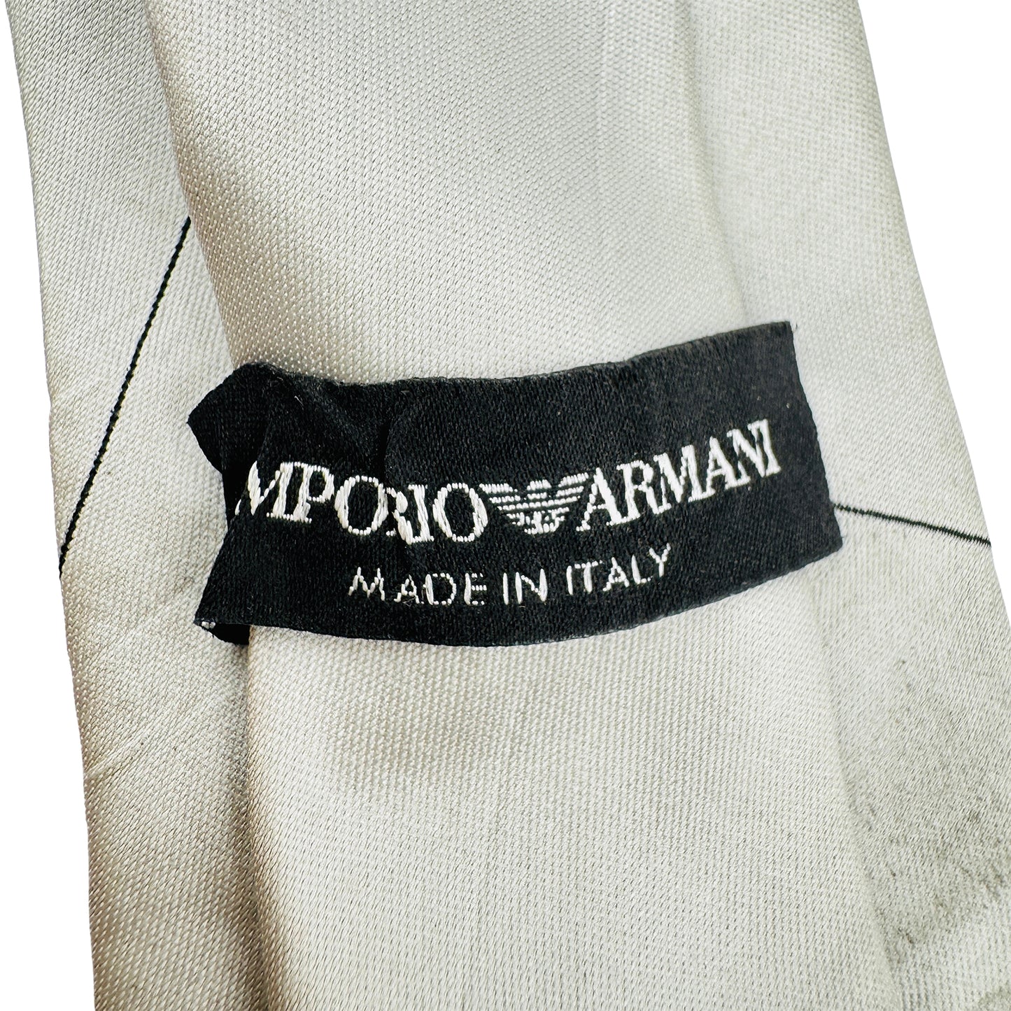 Emporio Armani Ivory 'Geometric Lines' Tie (Size Slim Fit)