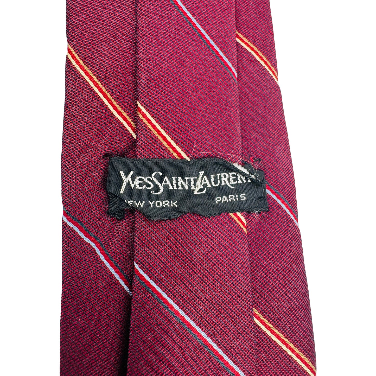 Yves Saint Laurent 'Blue Gold Navy Diagonal Stripes' Tie (Size Regular)