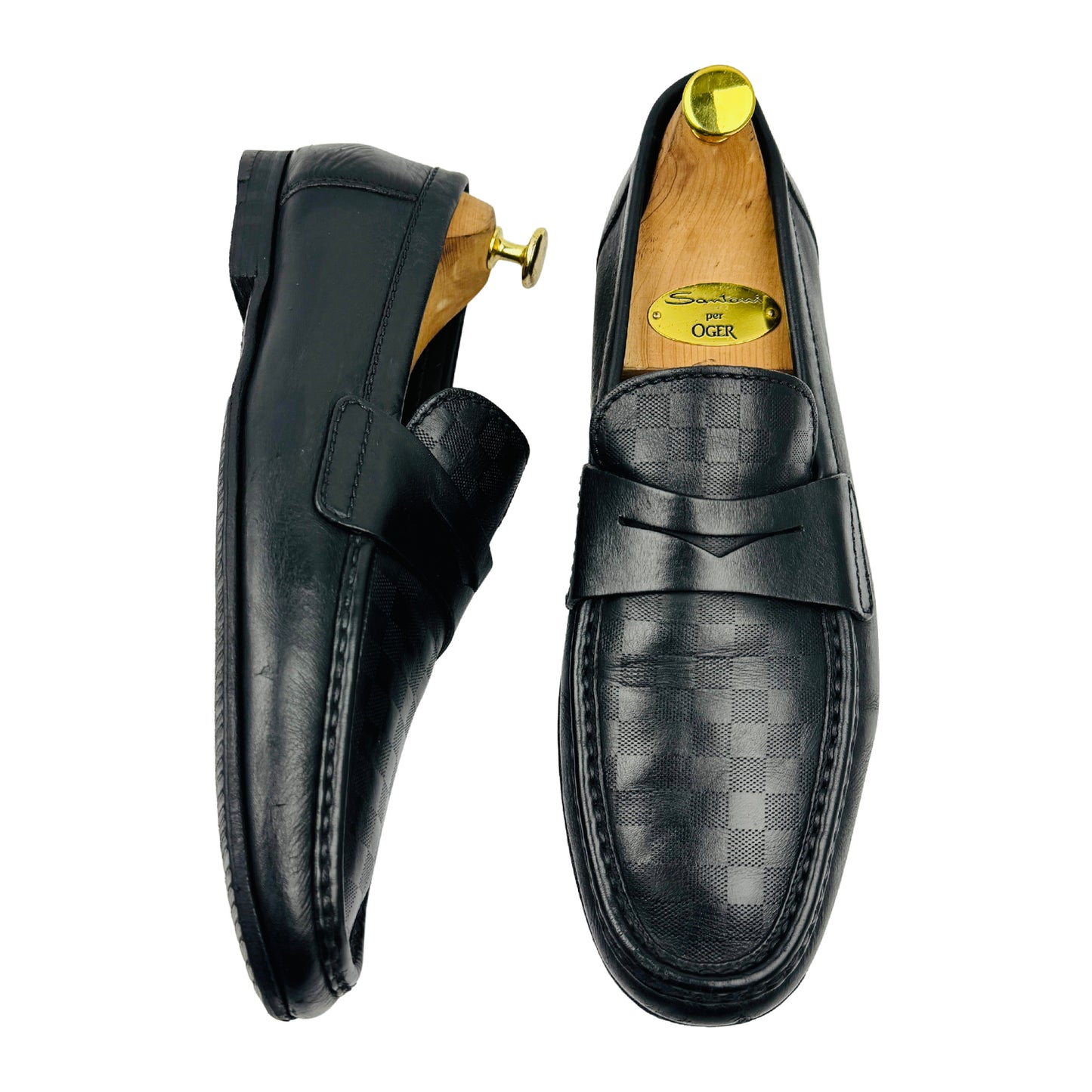 Louis Vuitton Black Damier Infiniti Embossed Leather Loafers (Size 43)