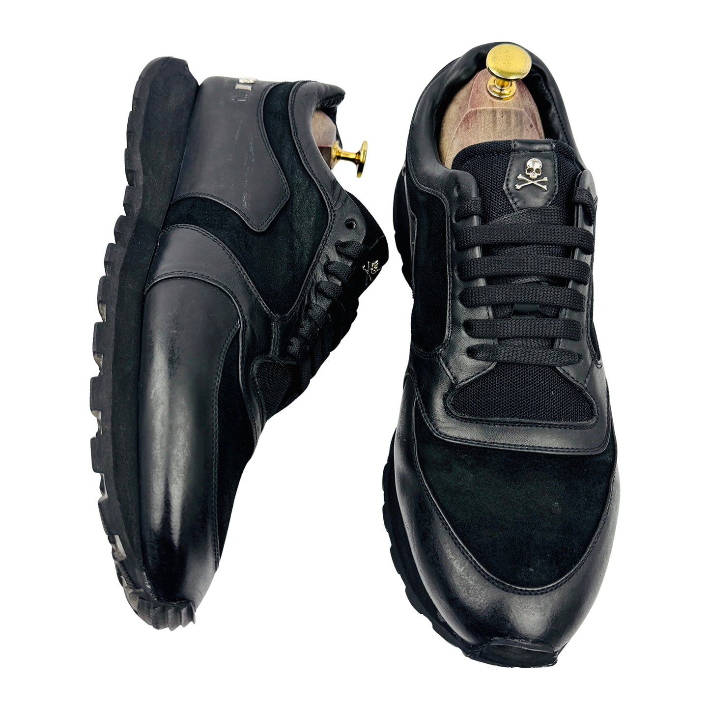 Philipp Plein Black Leather & Suede Sneakers (Size 43/43.5)