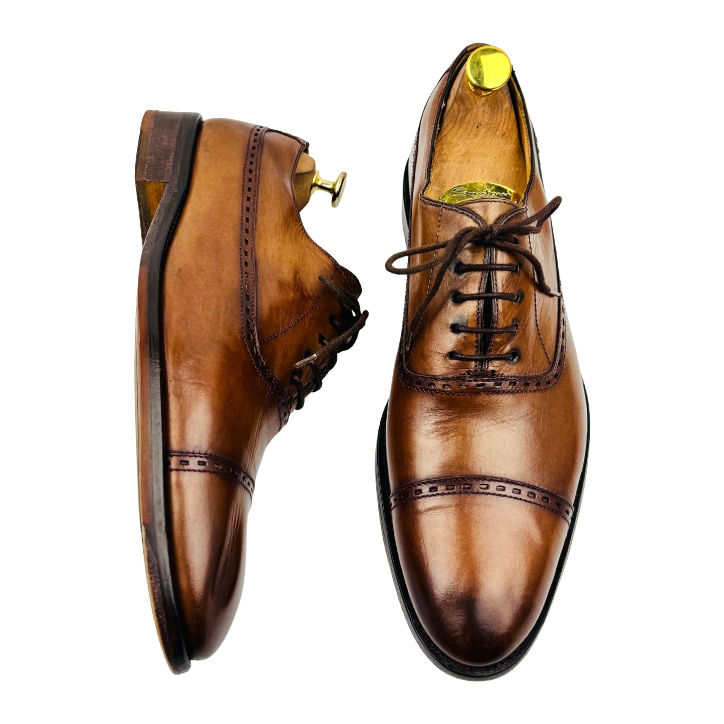 Mezlan Men's Cognac Brown Leather Oxfords (Size 43)