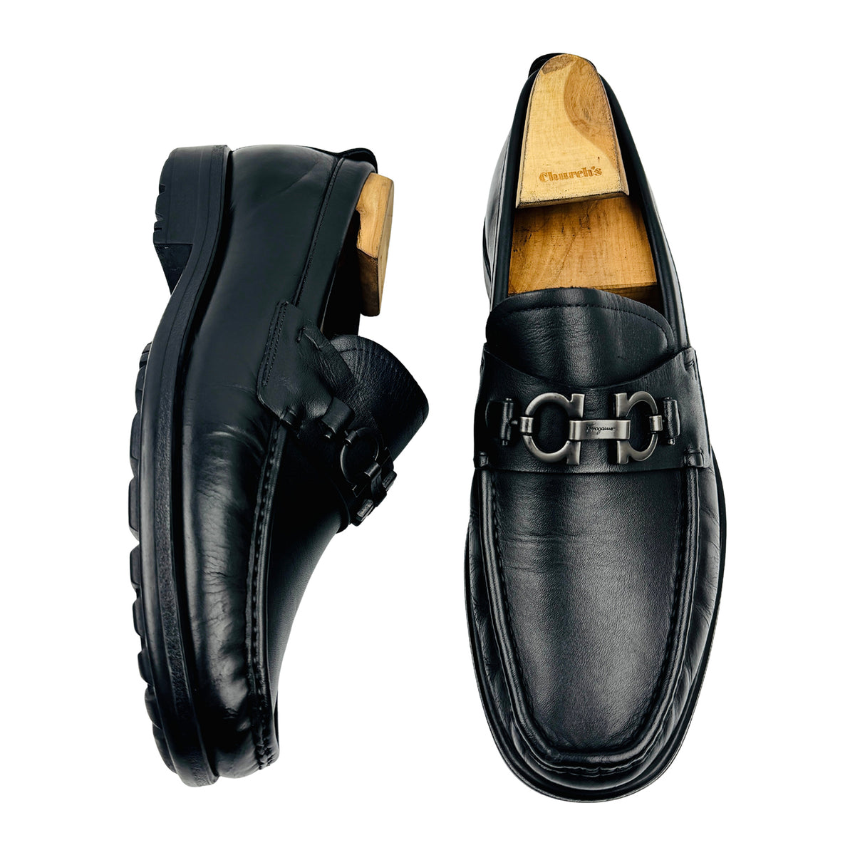 Salvatore Ferragamo David Black Loafers (Size 43)