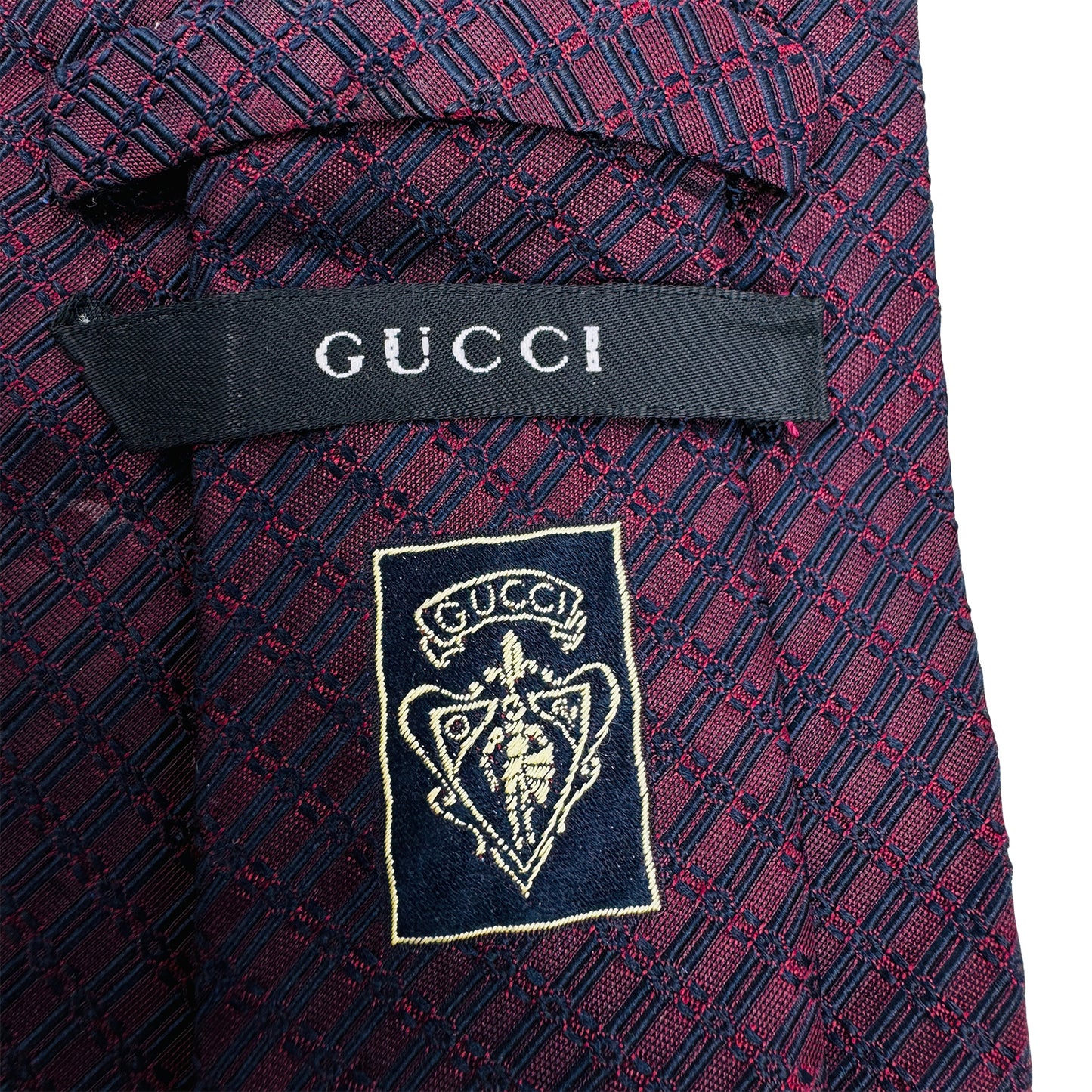 Gucci Burgundy 'Geometric Pattern' Silk Tie (Size Regular)
