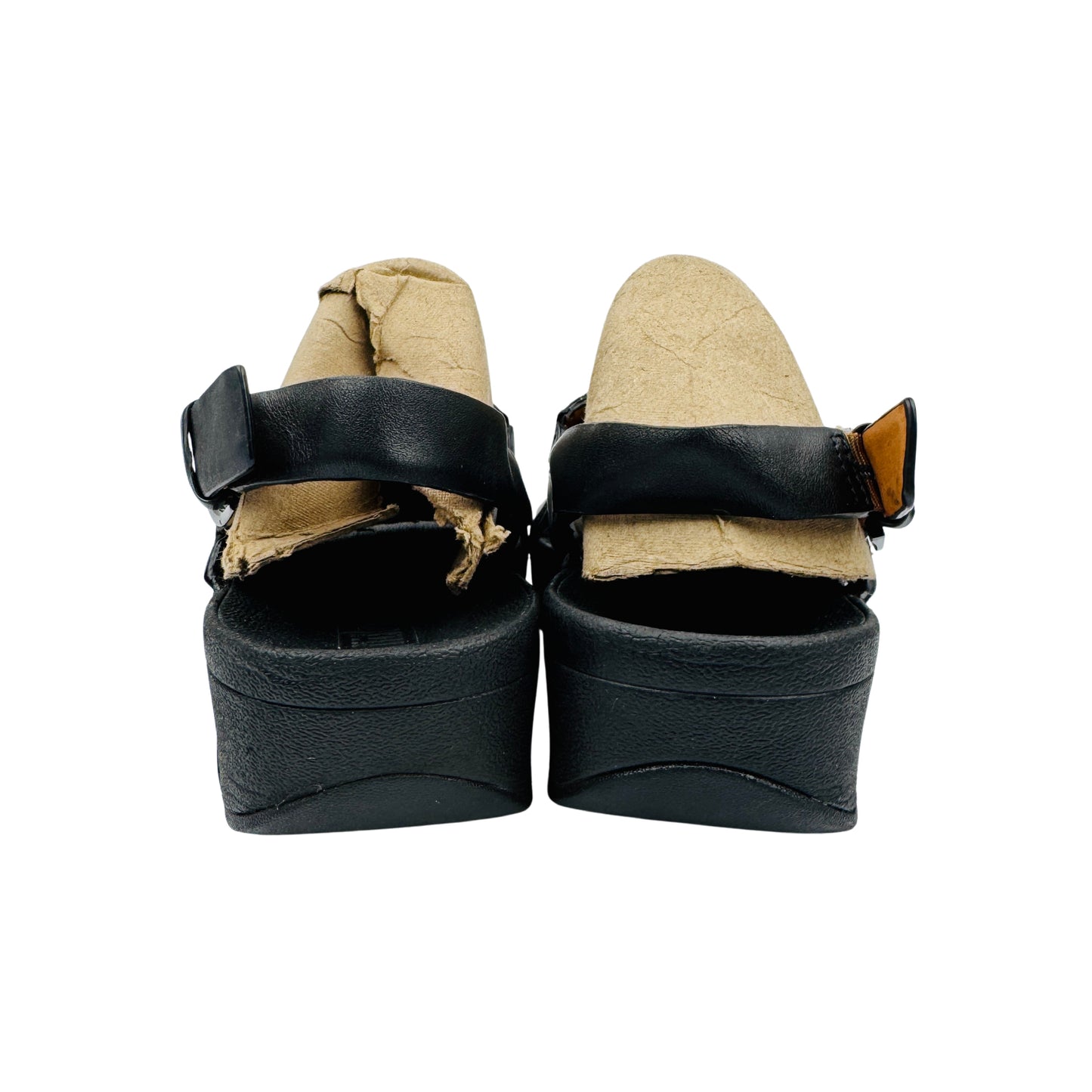 FitFlop Black Leather Back Strap Sandals (Size 38)