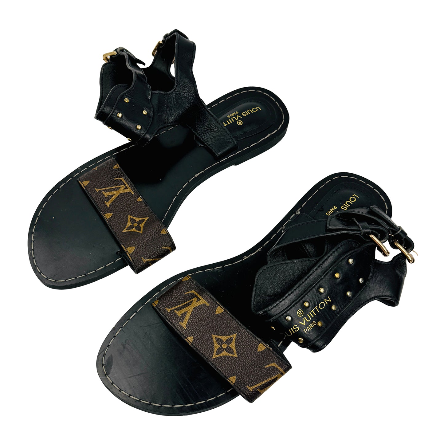 Louis Vuitton Nomad Black Italy Made Sandals (Size 39)