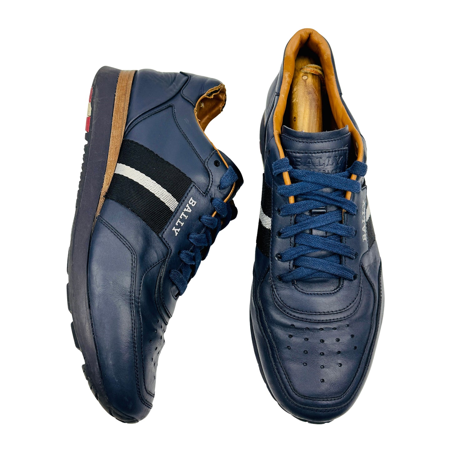 Bally Men's Aston Navy Blue Leather Sneakers (Size 41/41.5)