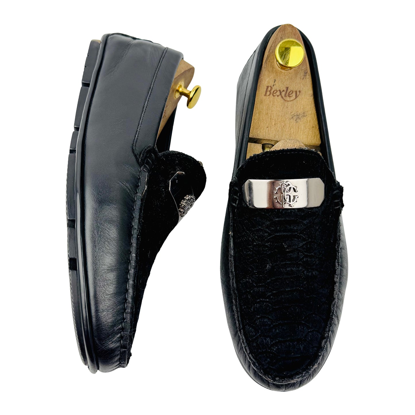 Roberto Cavalli Men's Black Genuine Leather Loafers (Size 42/42.5)