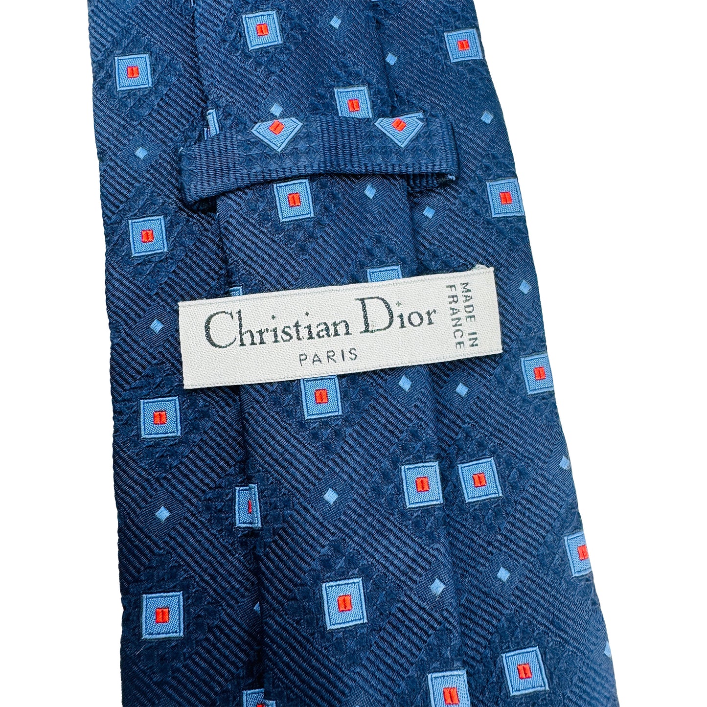 Christian Dior Navy 'Square Motifs' Tie (Size Regular)
