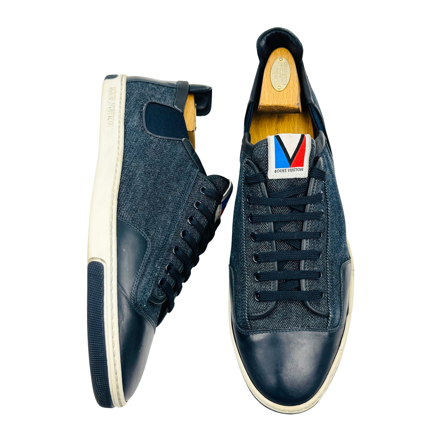 Louis Vuitton Slalom Blue Denim Sneakers (Size 44)