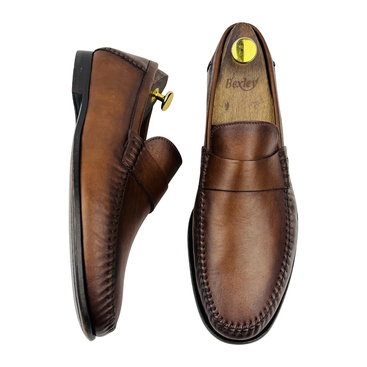 Santoni Paine 'Burnished Brown' Leather Loafers (Size 42.5)