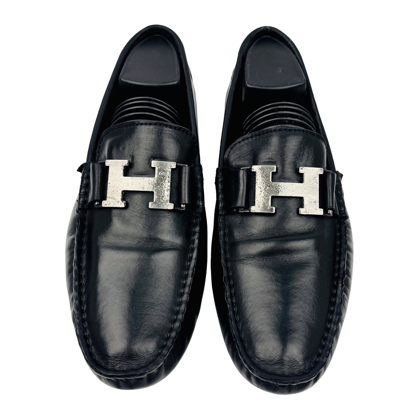 Hermes 'H' Buckle Black Driving Loafers (Size 40/40.5)