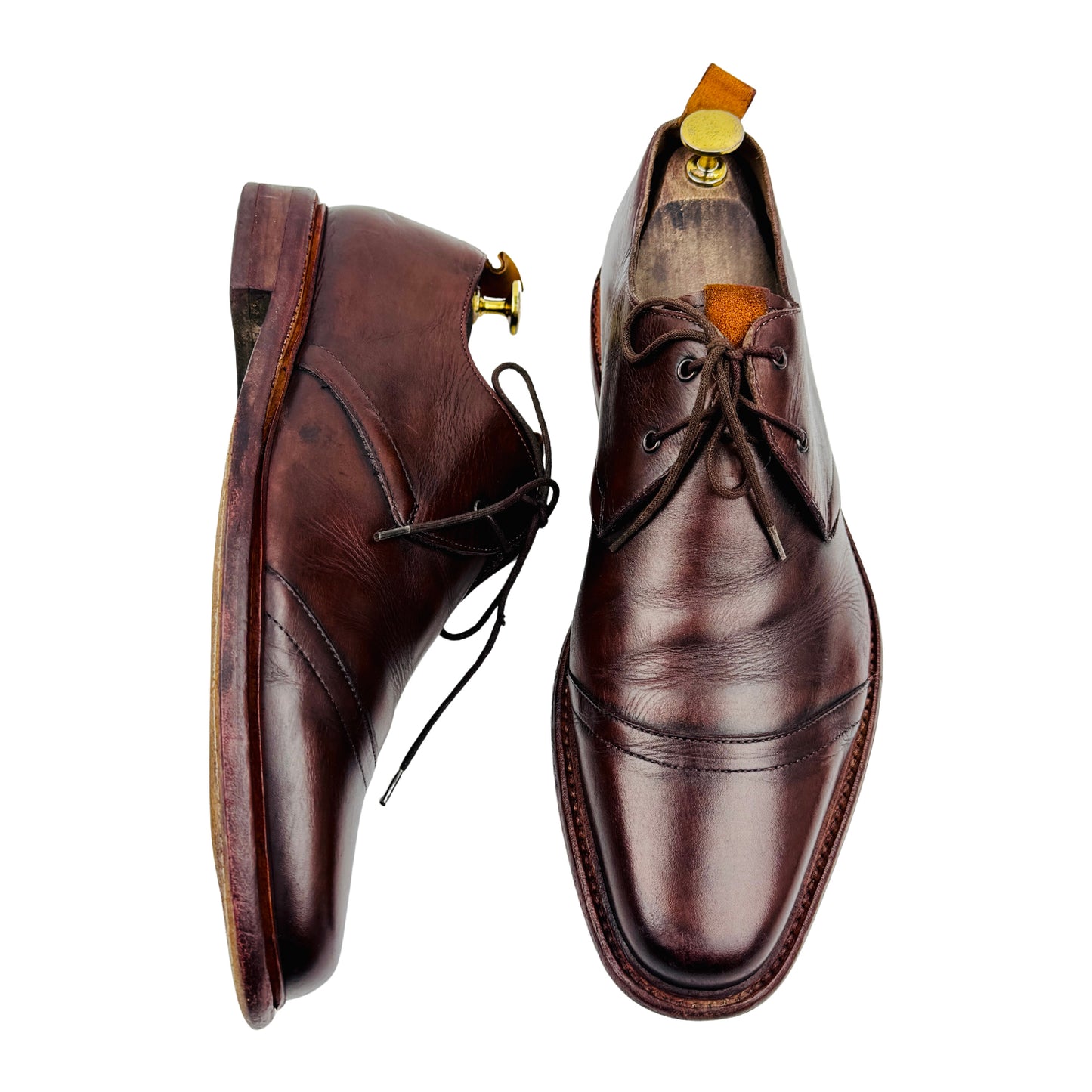 Floris Van Bommel Men's Brown Leather Derby Shoes (Size 42)