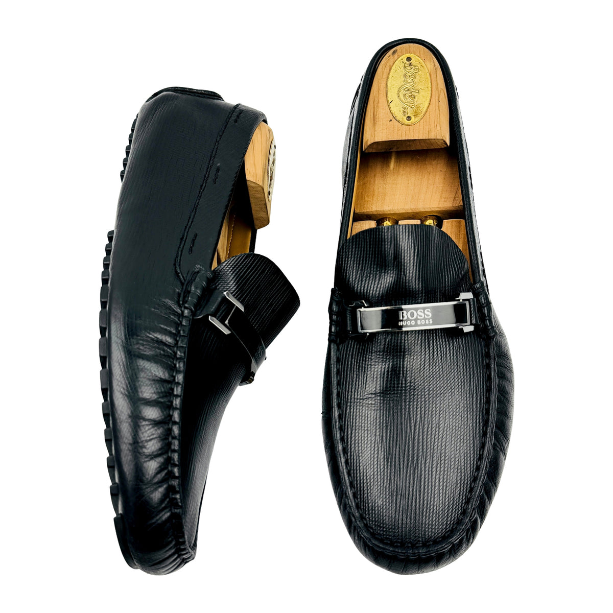 Hugo Boss Black Leather Driver Loafers (Size 42.5)