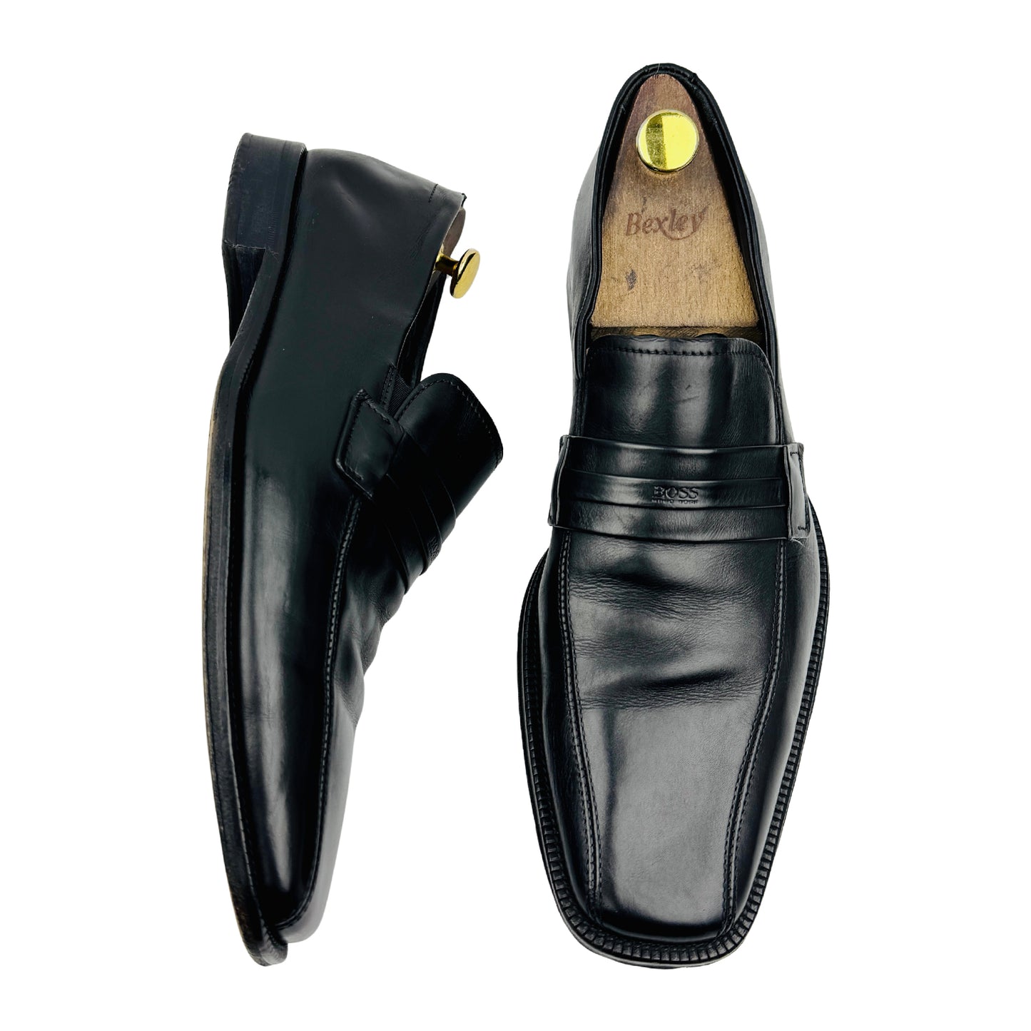 Hugo Boss Men's Black Leather Penny Loafers (Size 44)
