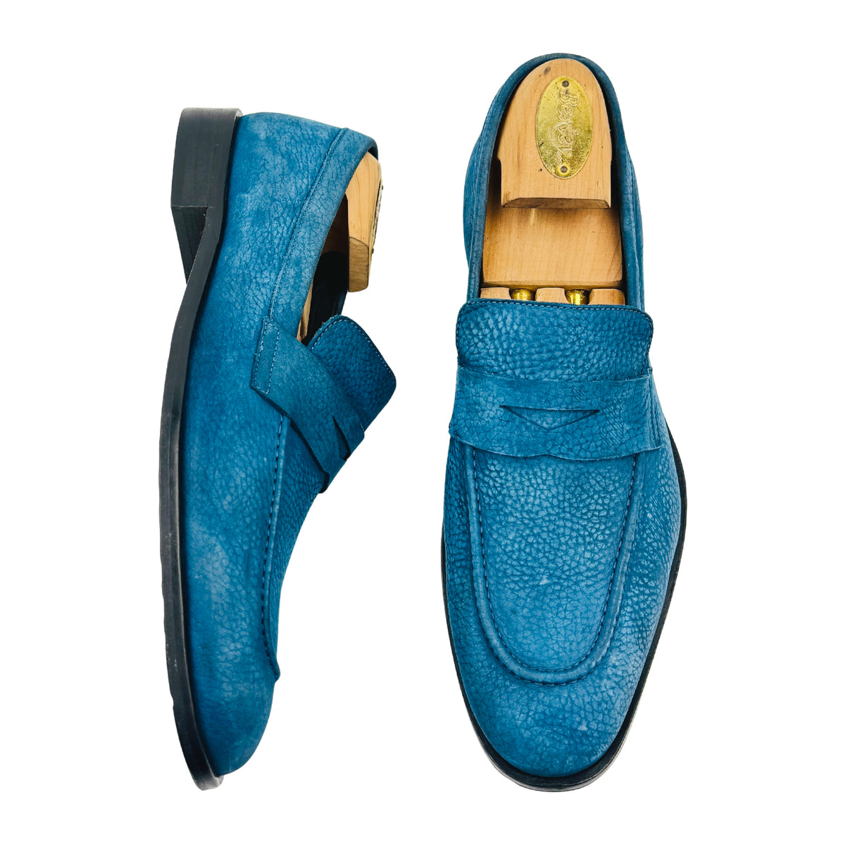 Geox Men's Teal Blue Leather Penny Loafers (Size 42)