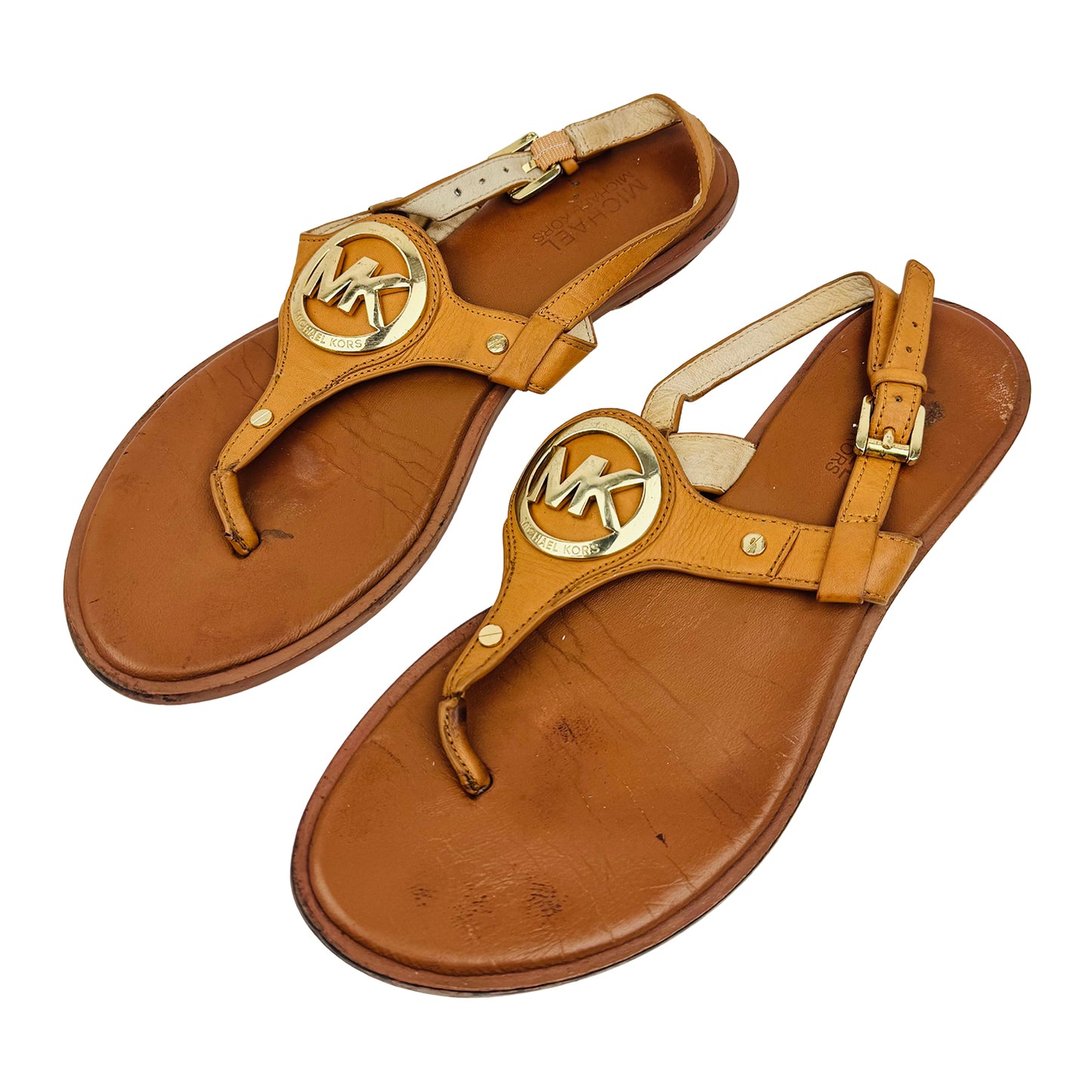 Michael Kors Aubrey Charm 'Tan' Thong Sandals (Size 39)